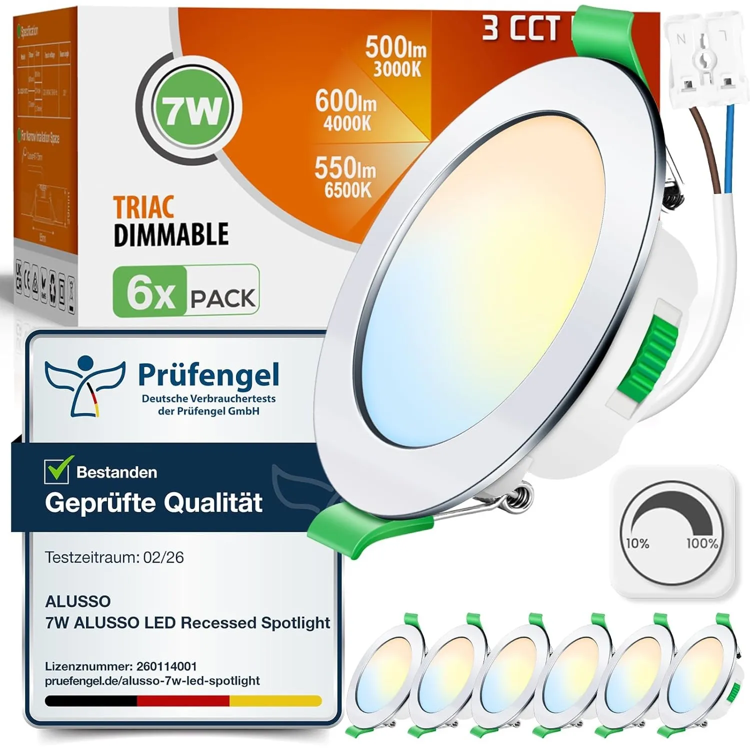 ALUSSO LED Einbaustrahler 230V Dimmbar 68mm 7W Ultra Flach IP44 LED Spots Warmweiß Neutralweiß Kaltweiß Deckenstrahler …