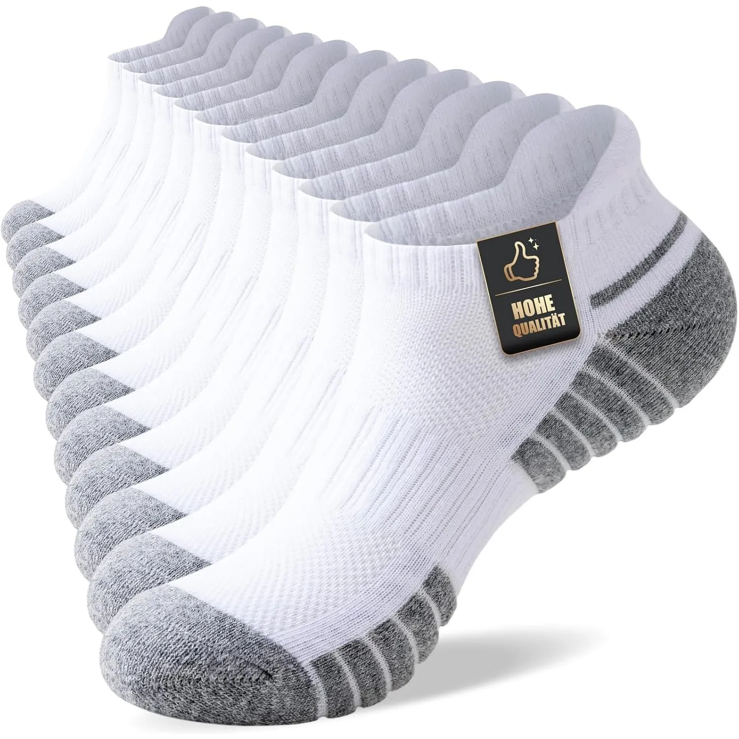 SockWaddles Baumwoll Sneaker Socken Damen Herren, 6/12 Paar, Gepolstert | 78,6% Baumwolle mit atmungsaktivem Mesh und F…