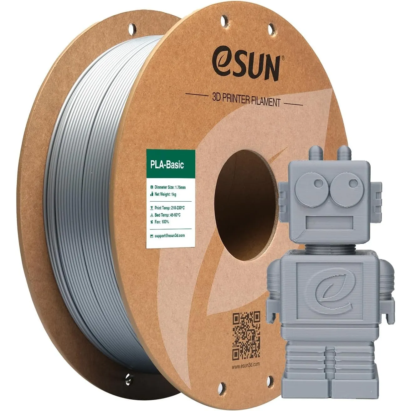 eSUN PLA Basic Filament 1.75mm, Silber, 1KG