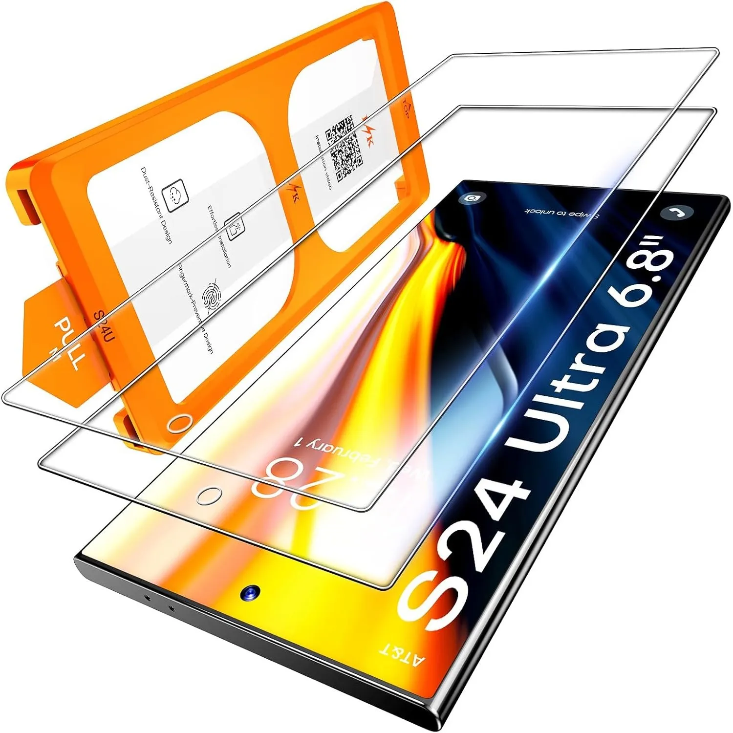 LϟK für Samsung Galaxy S24 Ultra für Panzerglas mit 2 Stück HD-Hartglasfolie, [Auto-Installation] Kratzfest für Samsung…