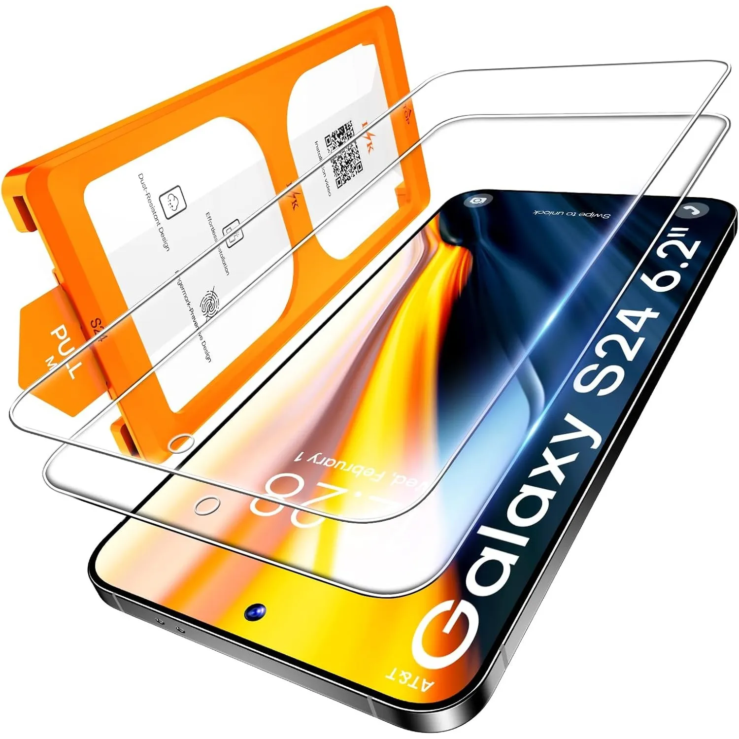 L- K 3 in 1 für Samsung Galaxy S24 Displayschutzfolie, 2 Pack HD Panzerglasfolie + 1 Staubfreies Installationswerkzeug,…