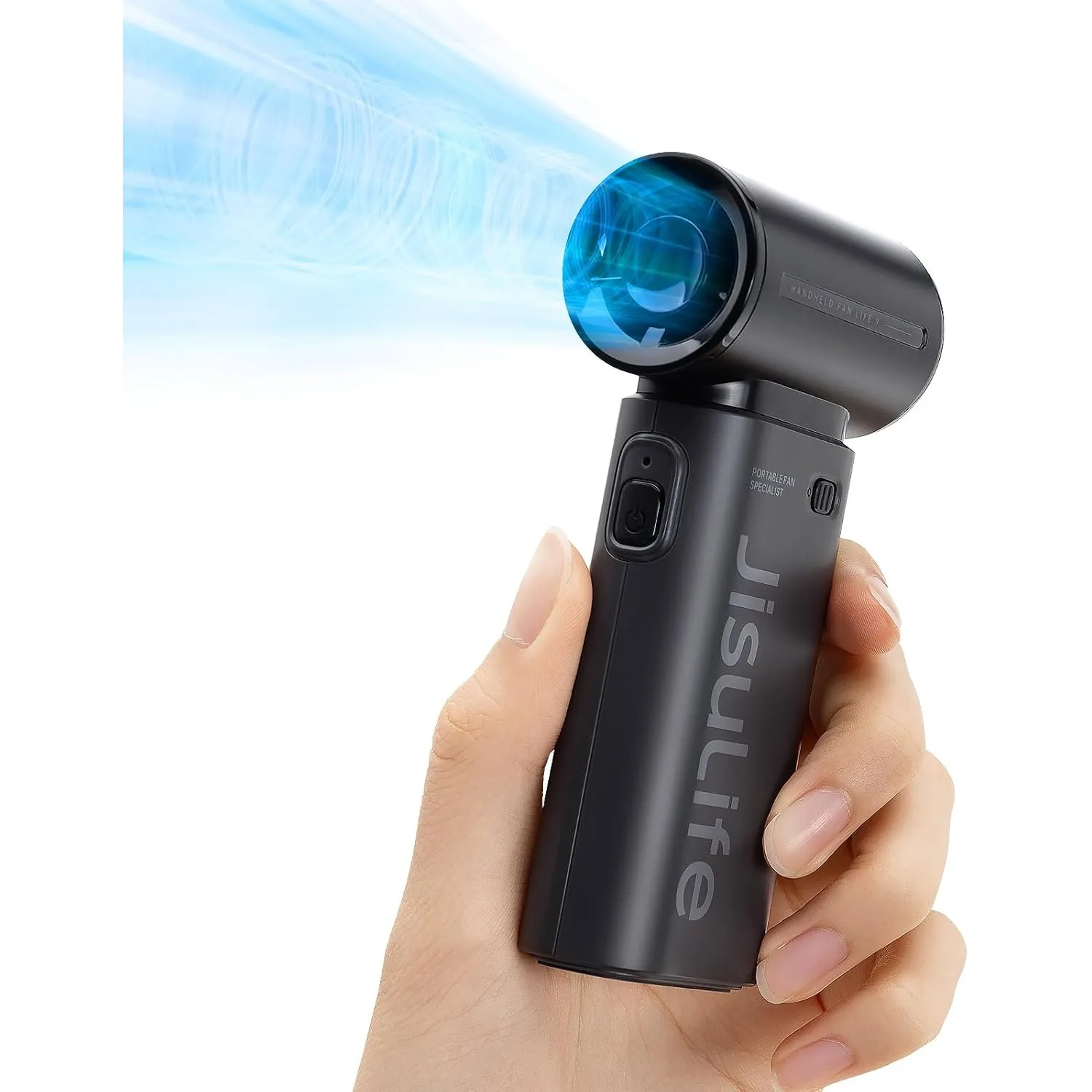JISULIFE Tragbarer Handventilator, Turbo-Power [18 Stunden Maximale], 5-Gang-Wind, 5000 mAh wiederaufladbar, Mini-Tasch…