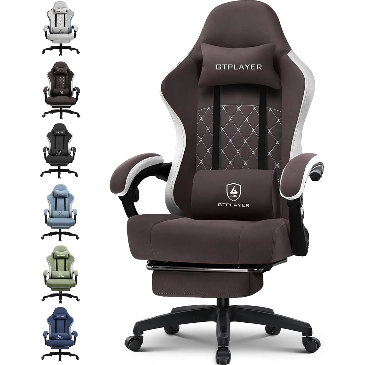 GTPLAYER Gaming Stuhl Ergonomischer Gaming Sessel Schreibtischstuhl mit Stoffoberfläche, Federsitzkissen, Verbindungsar…