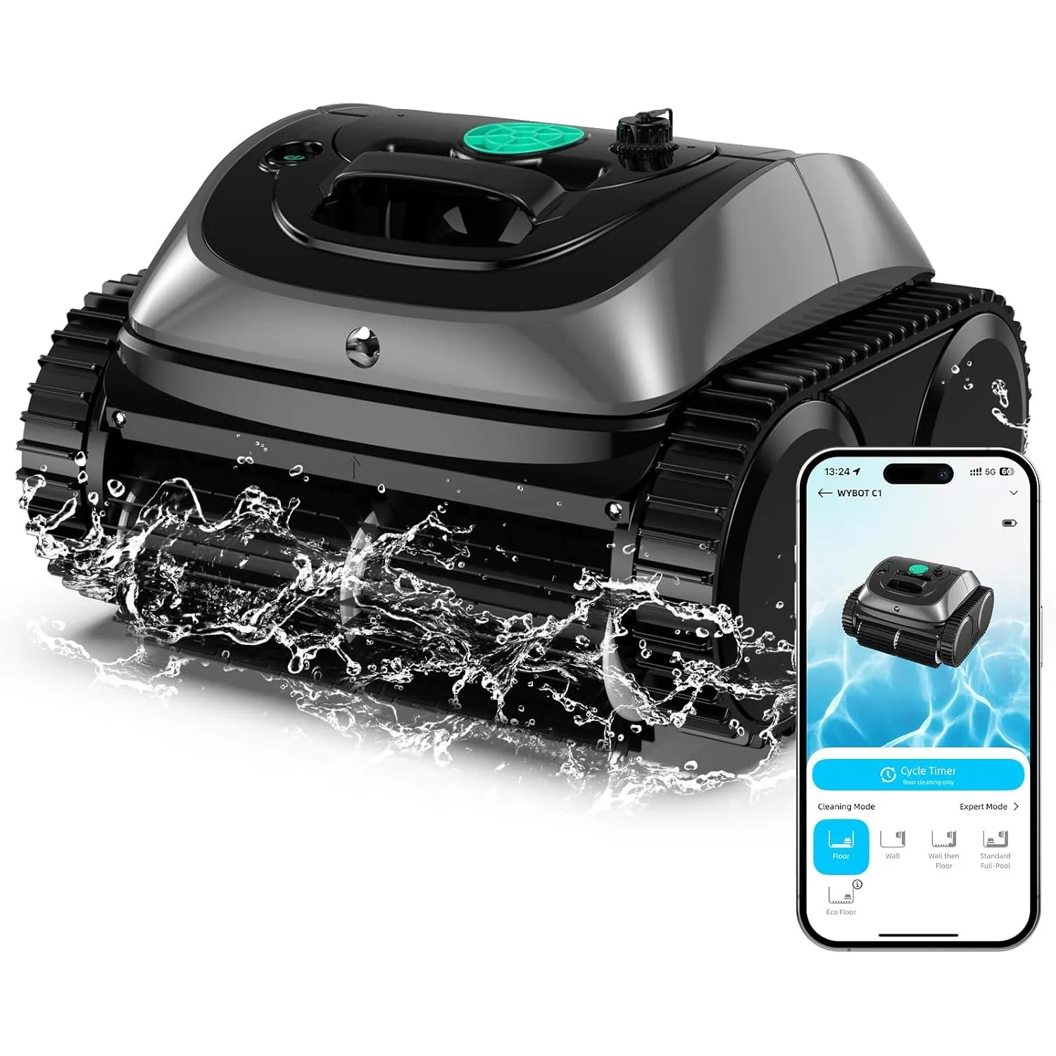 WYBOT C1 Poolroboter mit Akku Intelligente Routenplanung, Vollautomatisch Poolreiniger Boden, Wasserlinie, und Wandrein…