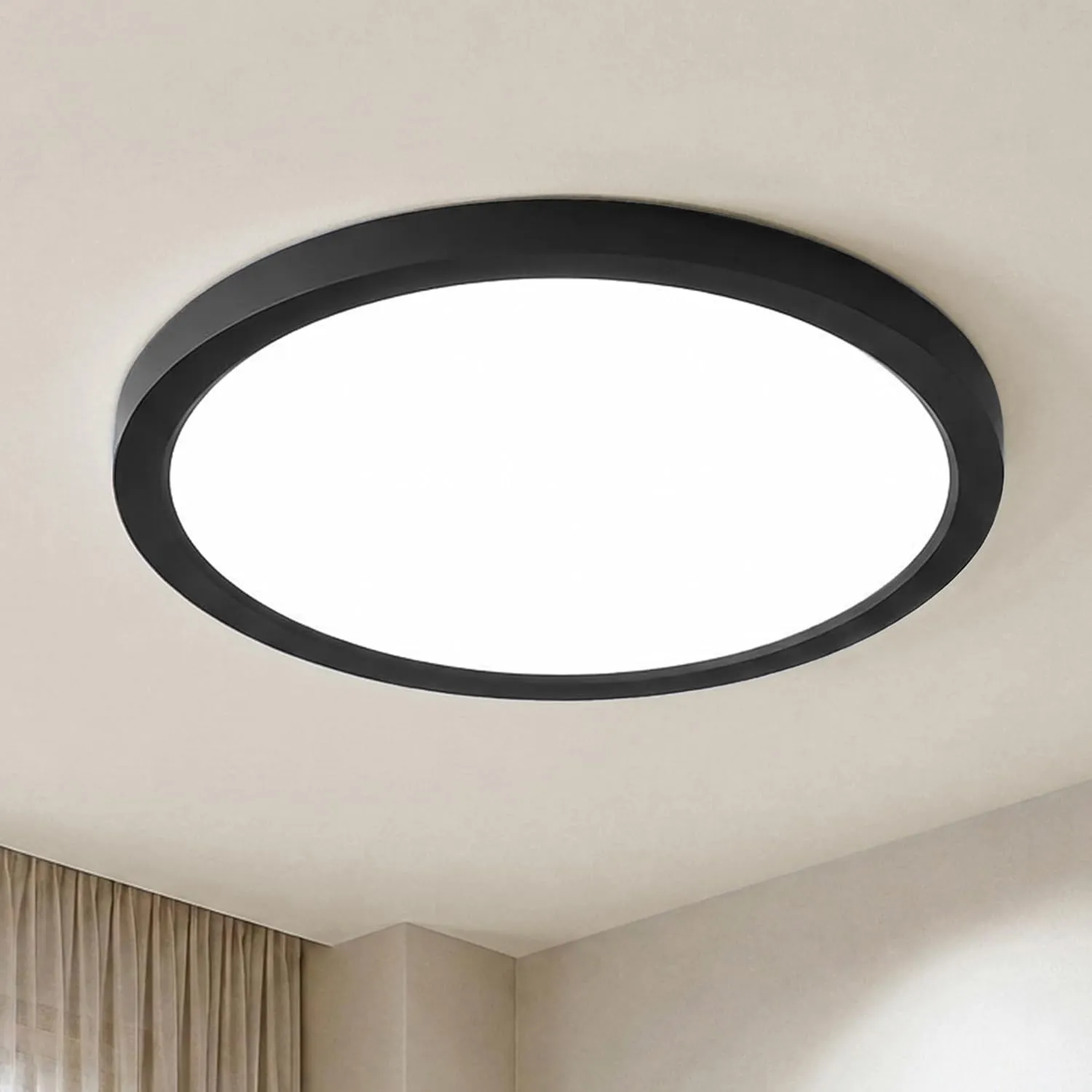 LQWELL LED Deckenleuchte Ultra Dünn Schwarz 22cm 18W 6000K