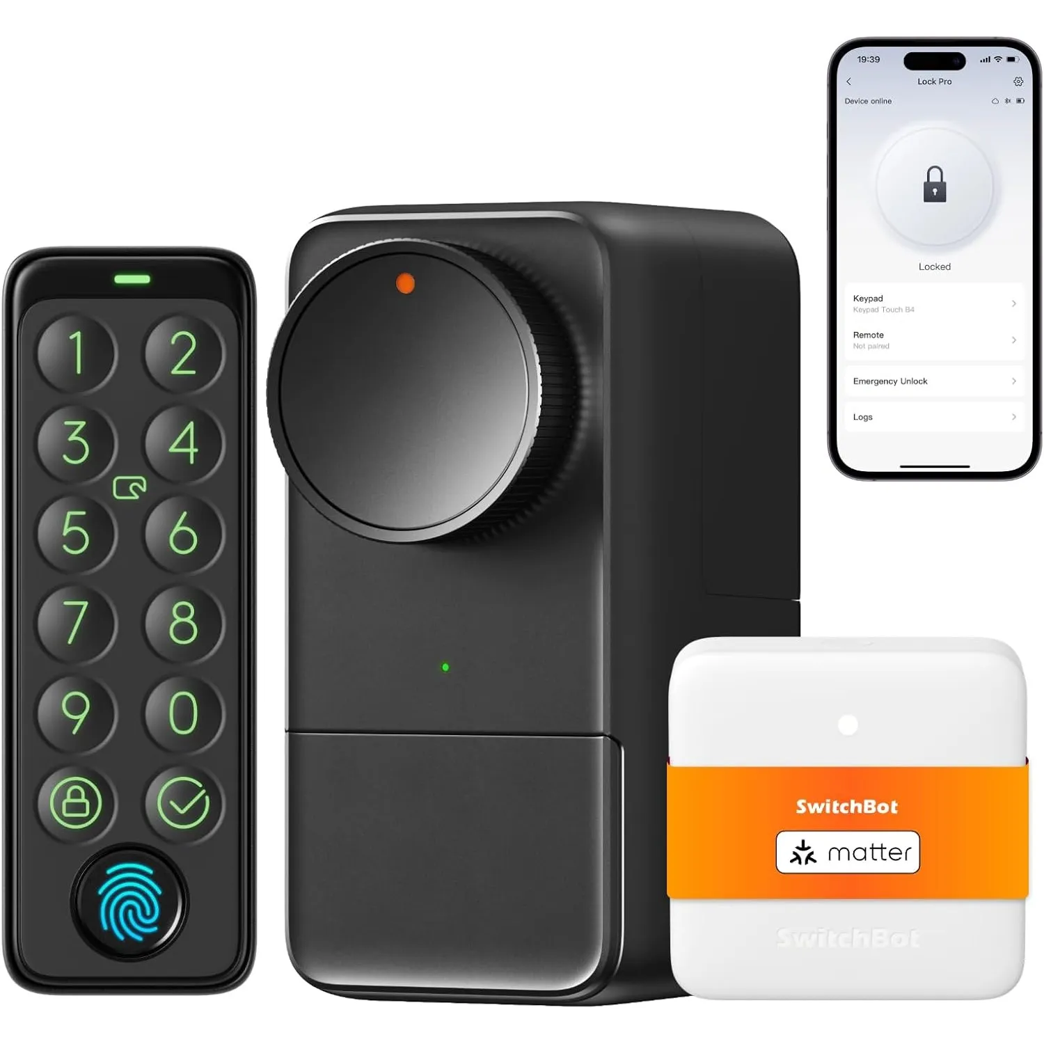 SwitchBot WLAN Smart Lock Pro mit Touchscreen-Tastatur, Türriegelschlösser, Smartes Türschloss, Elektronisches Türschlo…