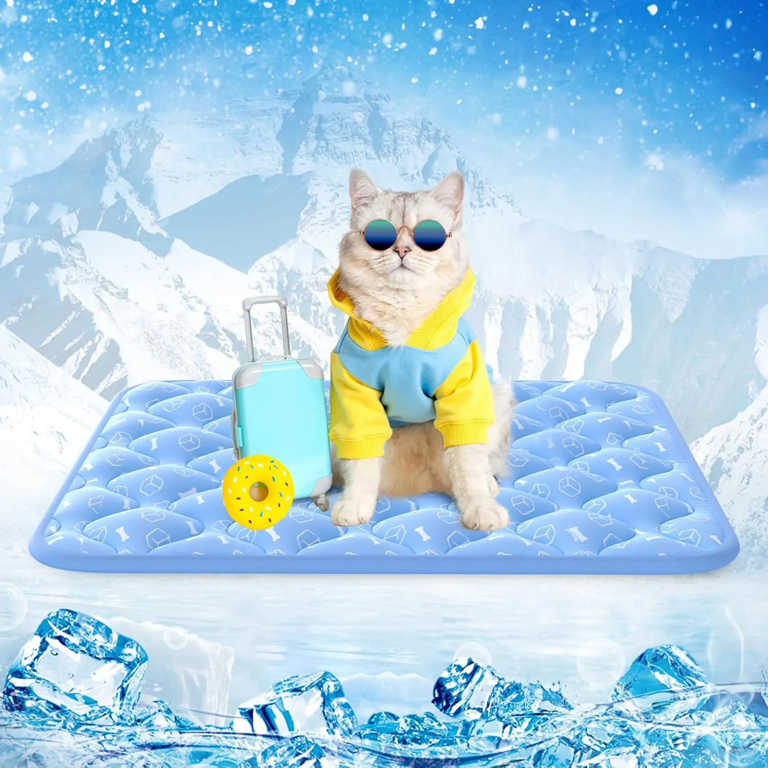 Rywell Cooling Mat Dog Cat 60 x 45 cm, Premium Self-Cooling with Colour Changing & Arc Chill Fabric - 2 cm Extra Thick,…