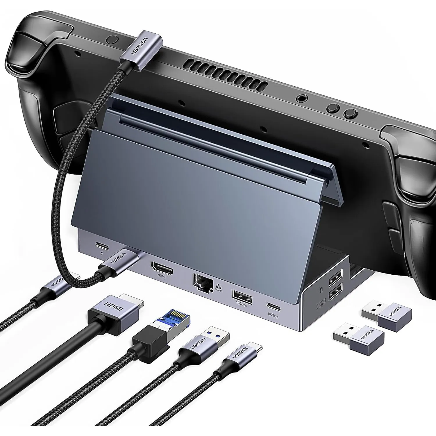 UGREEN Steam Deck Dock 9-in-1 Dockingstation 4K@60Hz HDMI 10Gbps USB Ports Verstellbarer Ständer Kompatibel mit Steam D…