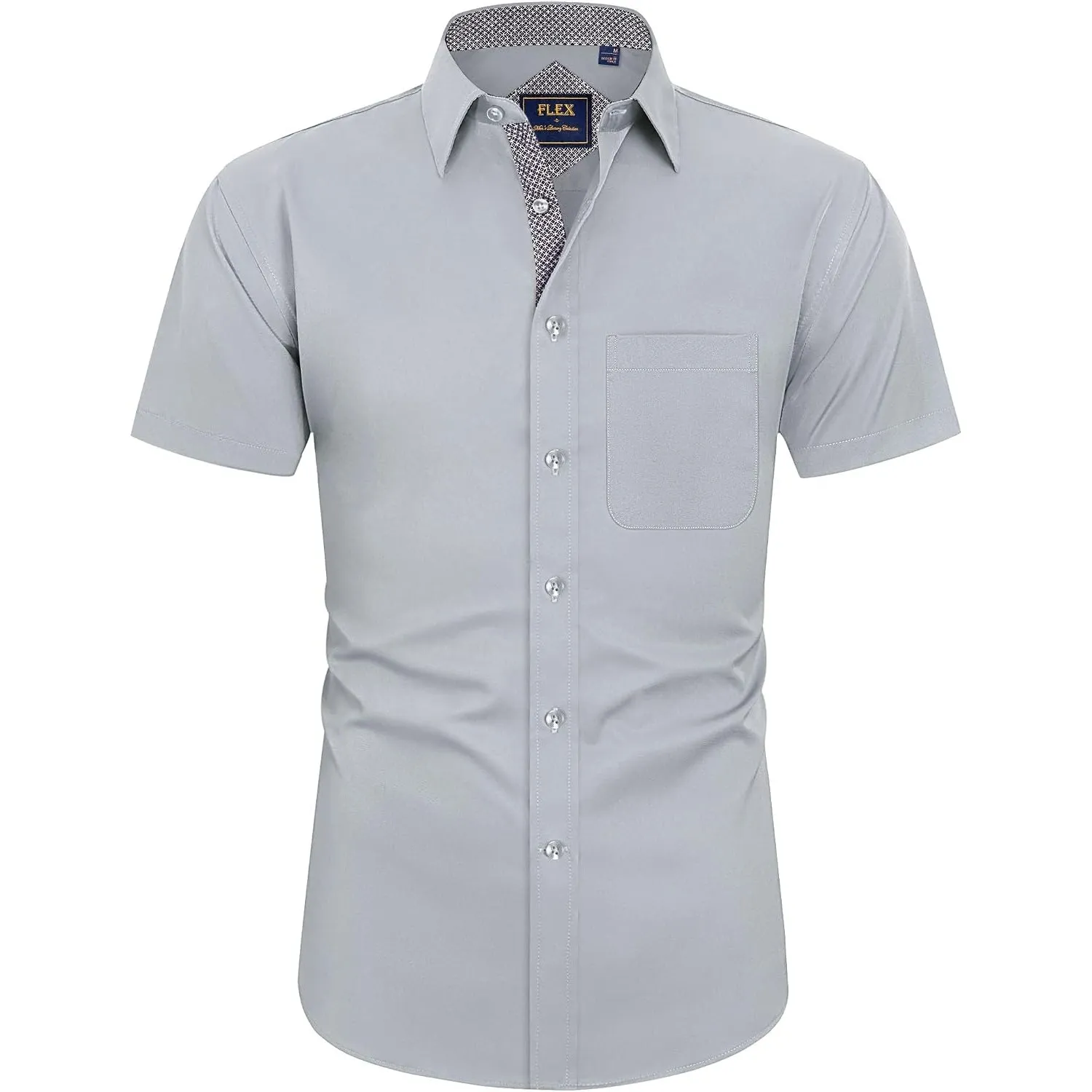 J.VER Herren Hemd Kurzarm Freizeithemd mit Tasche Regular fit Businesshemd Bügelleichte Oberteile Männer Modern