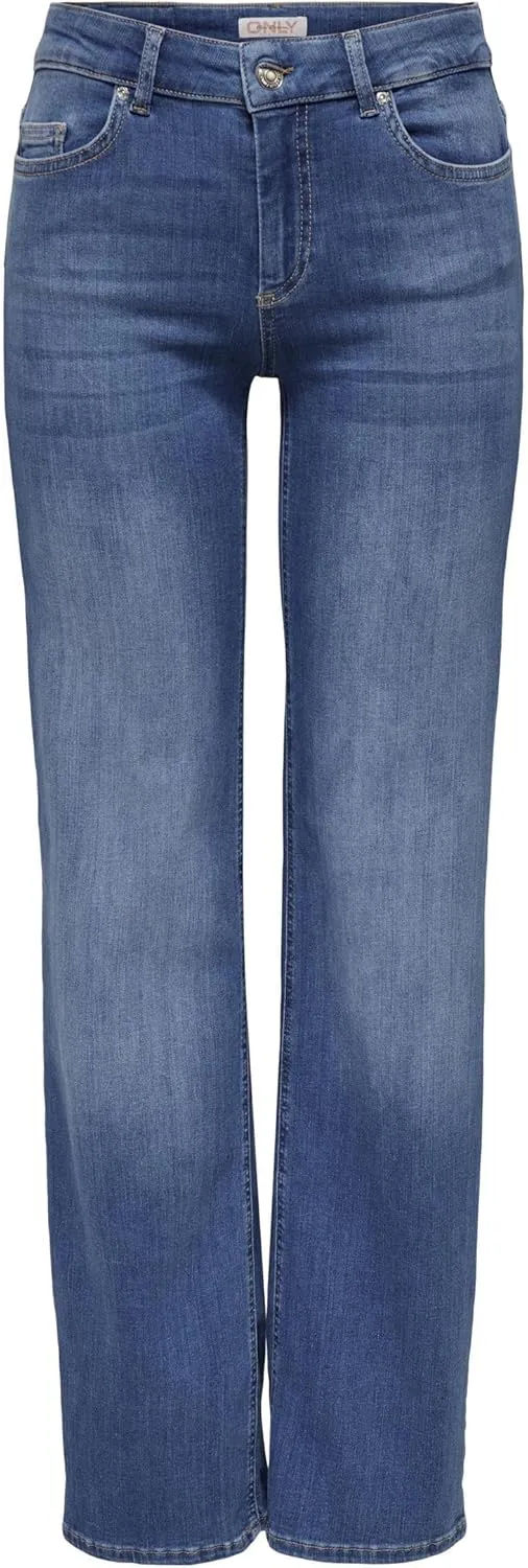 ONLY Female Straight-Fit Jeans ONLBLUSH Medium Waist Straight Cut Jeans