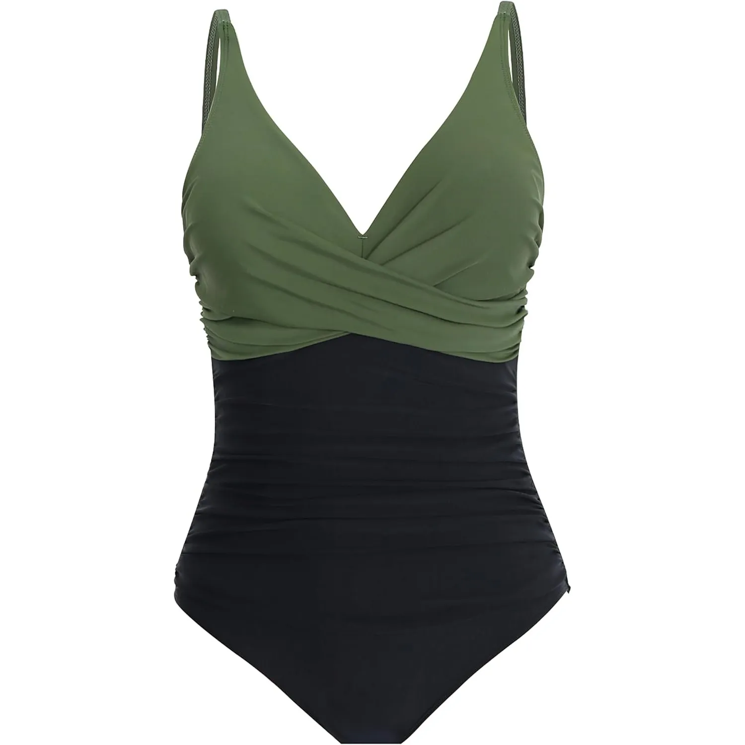 LA ORCHID Damen Badeanzug bauchweg Push up einteiliger Badeanzug bademode v Ausschnitt bademode high Waist für Urlaub