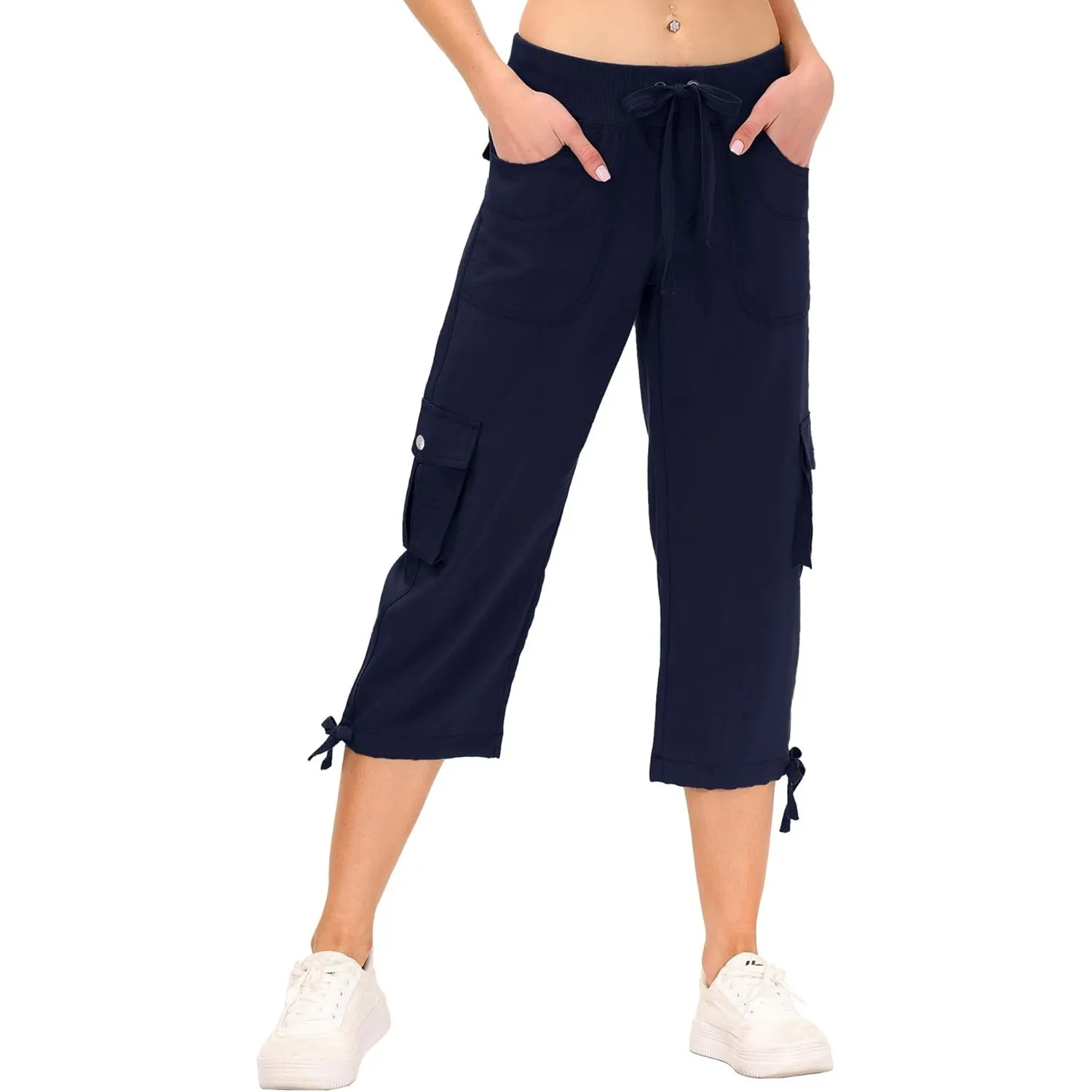 JINSHI Hosen Damen Sommer Cargohose 3/4 Hose Caprihose Wanderhose 6 Taschen | Leicht, Atmungsaktiv,Modisch für Alltag, …