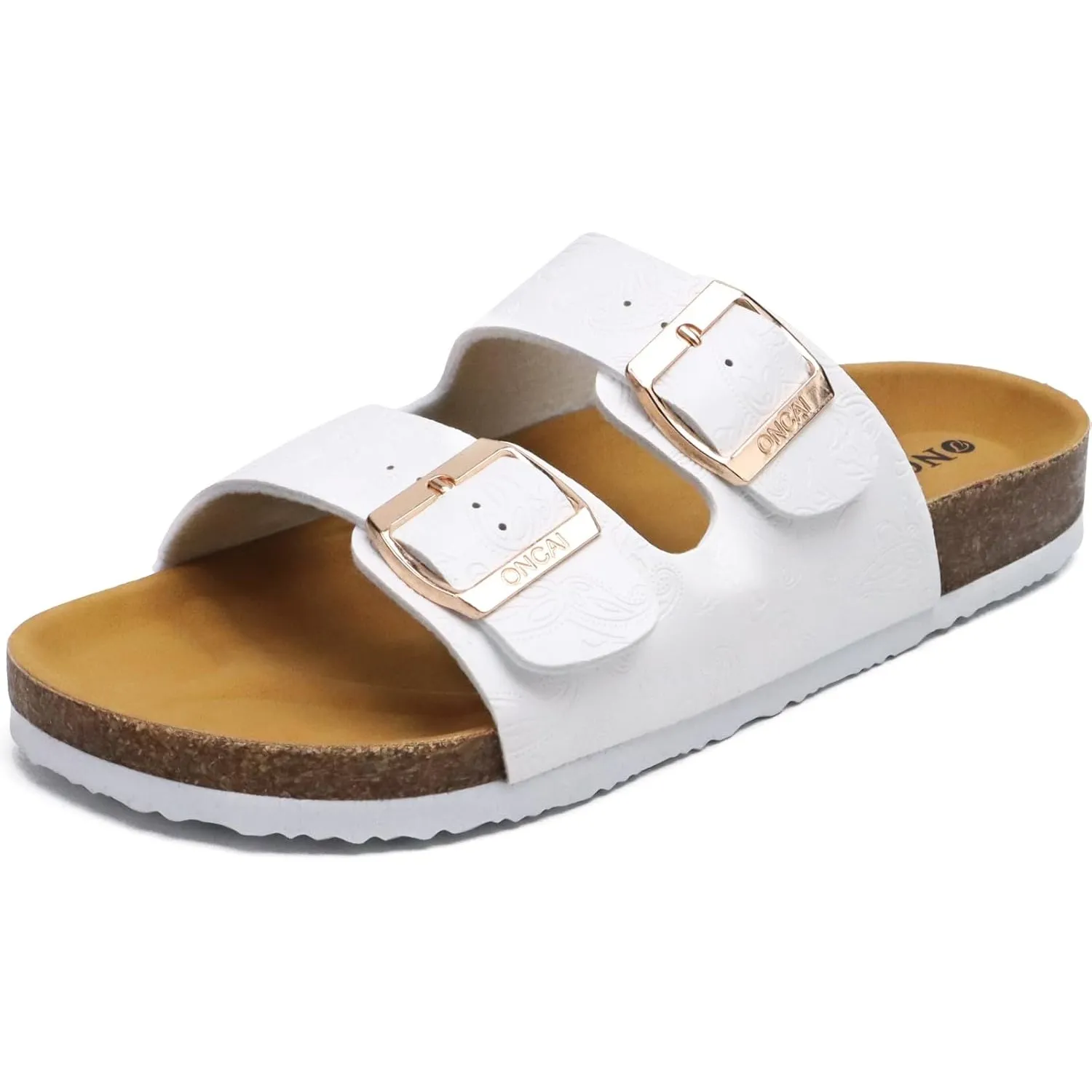 ONCAI Sandalen Damen Kork-Fußbett Pantoletten Damen Flach Rutschfest Sommer Badelatschen Mit Verstellbarer Rieme Größe …