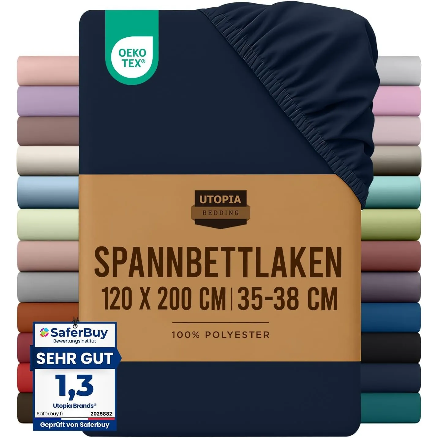 Utopia Bedding - Spannbettlaken 120x200cm - Marine Blau