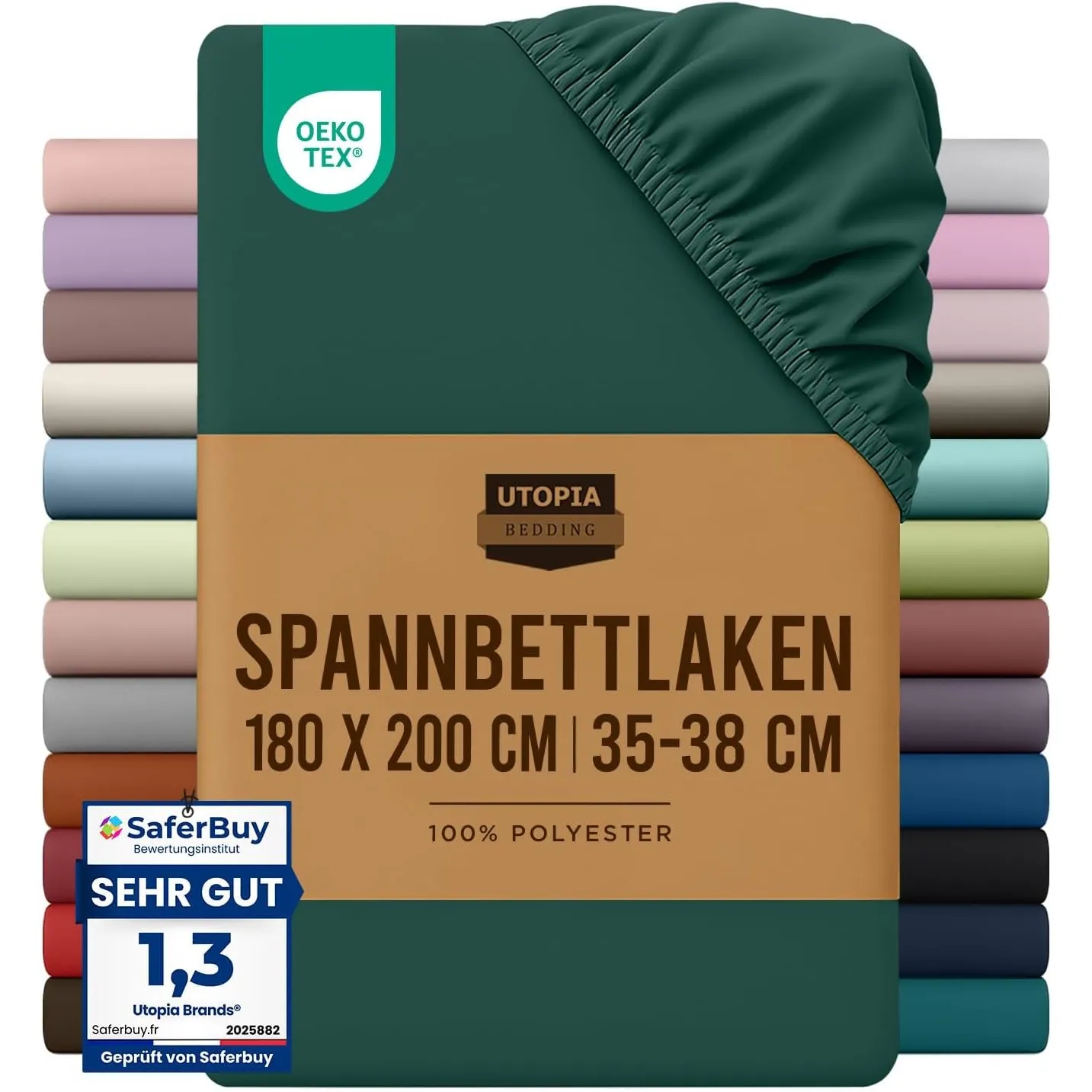 Utopia Bedding - Spannbettlaken 180x200cm - Smaragd Grün