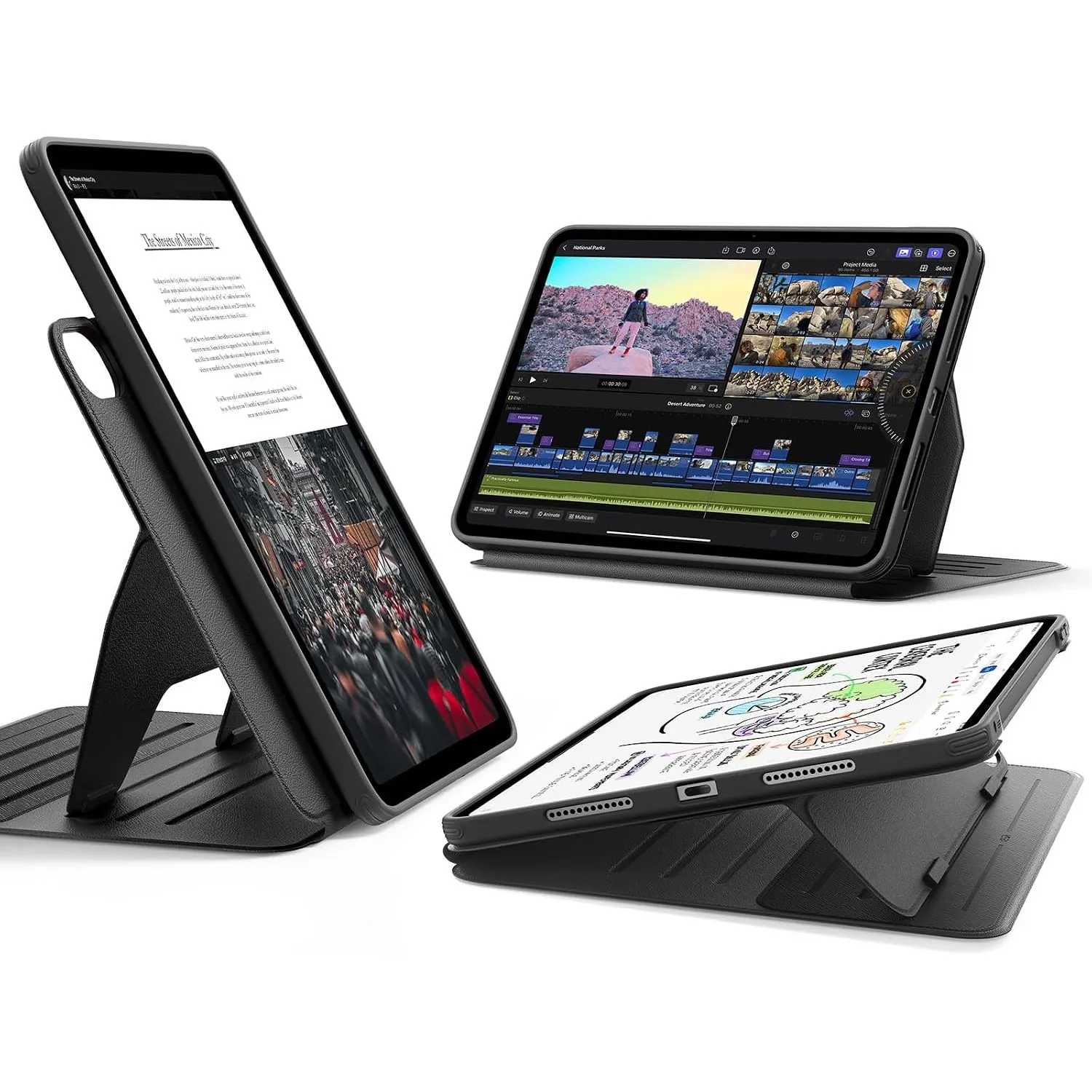 ESR für iPad Air 13 Zoll M4/M3/M2 Hülle (2026/2025/2024), drehbare Hülle mit Abnehmbarer Magnetabdeckung, Ständer im Ho…