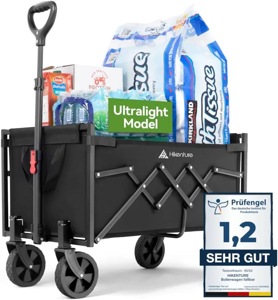 HIKENTURE Handcart Foldable 65 Litres & 100 kg Load Capacity - Weighs Only 4.9 kg - Extremely Foldable Handcart - Foldi…