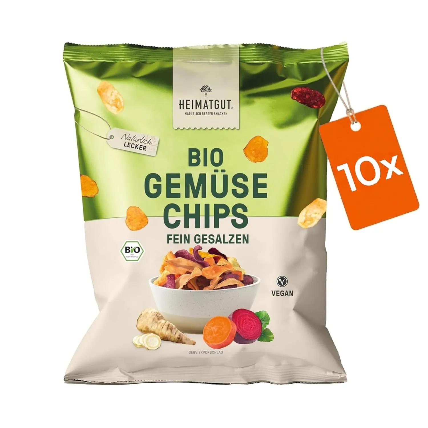 HEIMATGUT Bio Gemüse Chips - Vegane Gemüsechips aus Süßkartoffel, Pastinake & Rote Bete - Ohne Zuckerzusatz, Aromen & Z…
