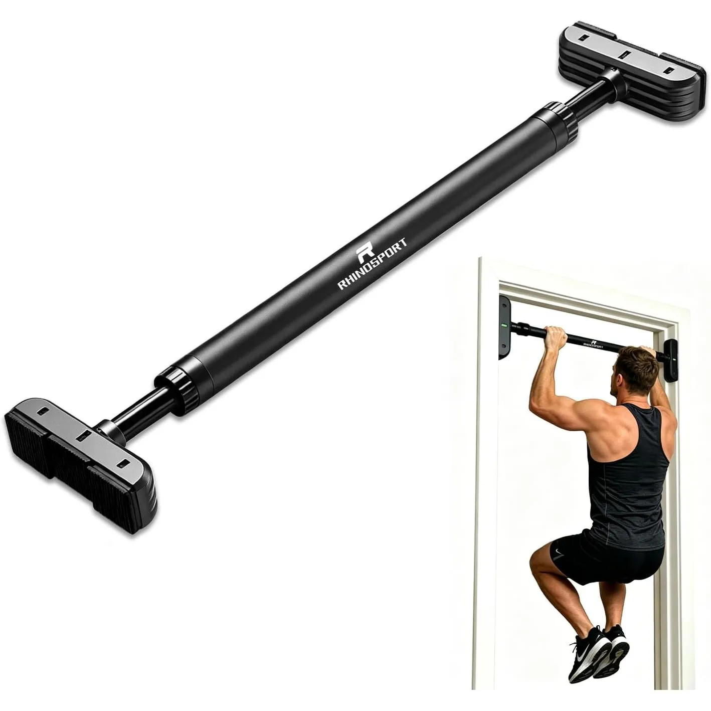 RHINOSPORT Klimmzugstange Türreck verstellbar 70-92cm ohne Schrauben