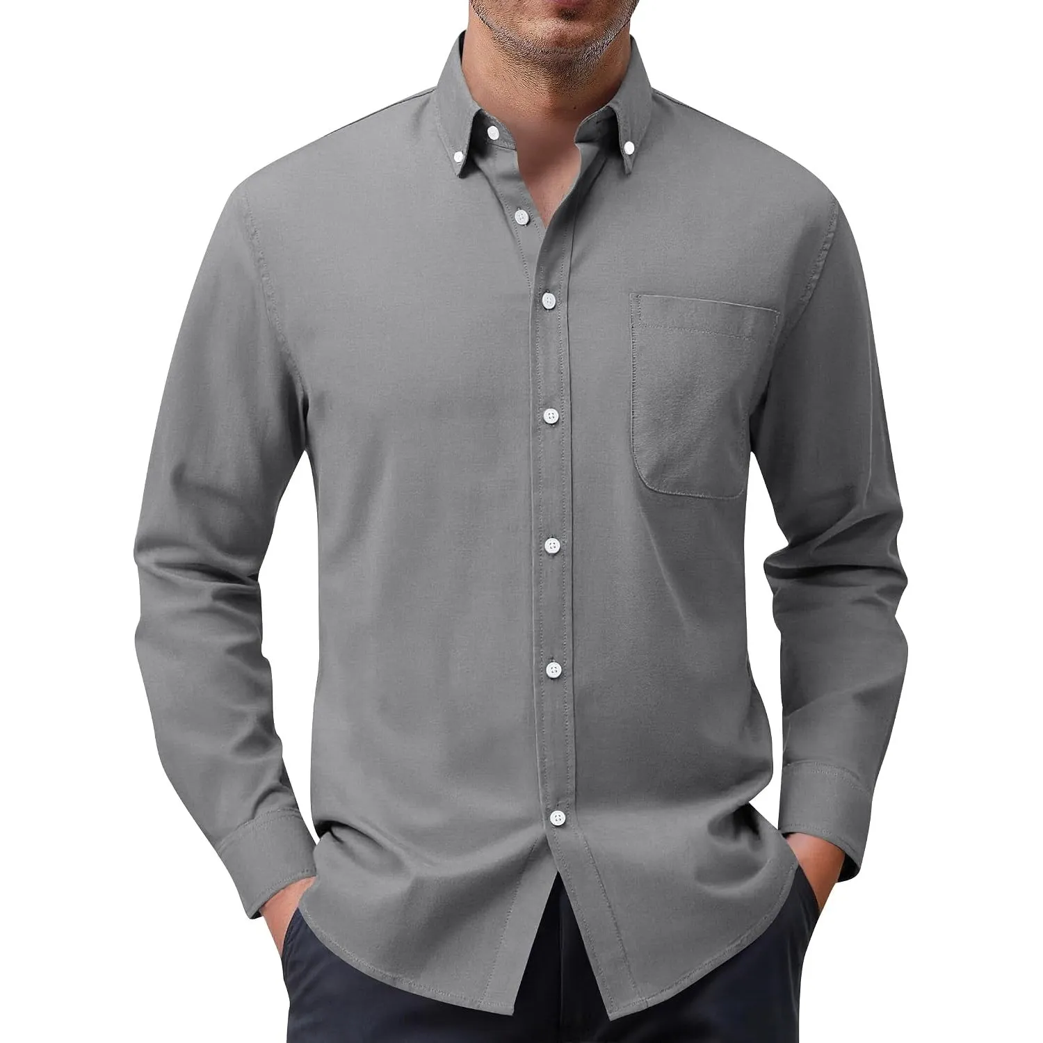siliteelon Herren Hemd 100% Baumwolle Oxford Hemden Langarm Bügelfrei Freizeit Regular Fit Business Faltenfrei Formales…