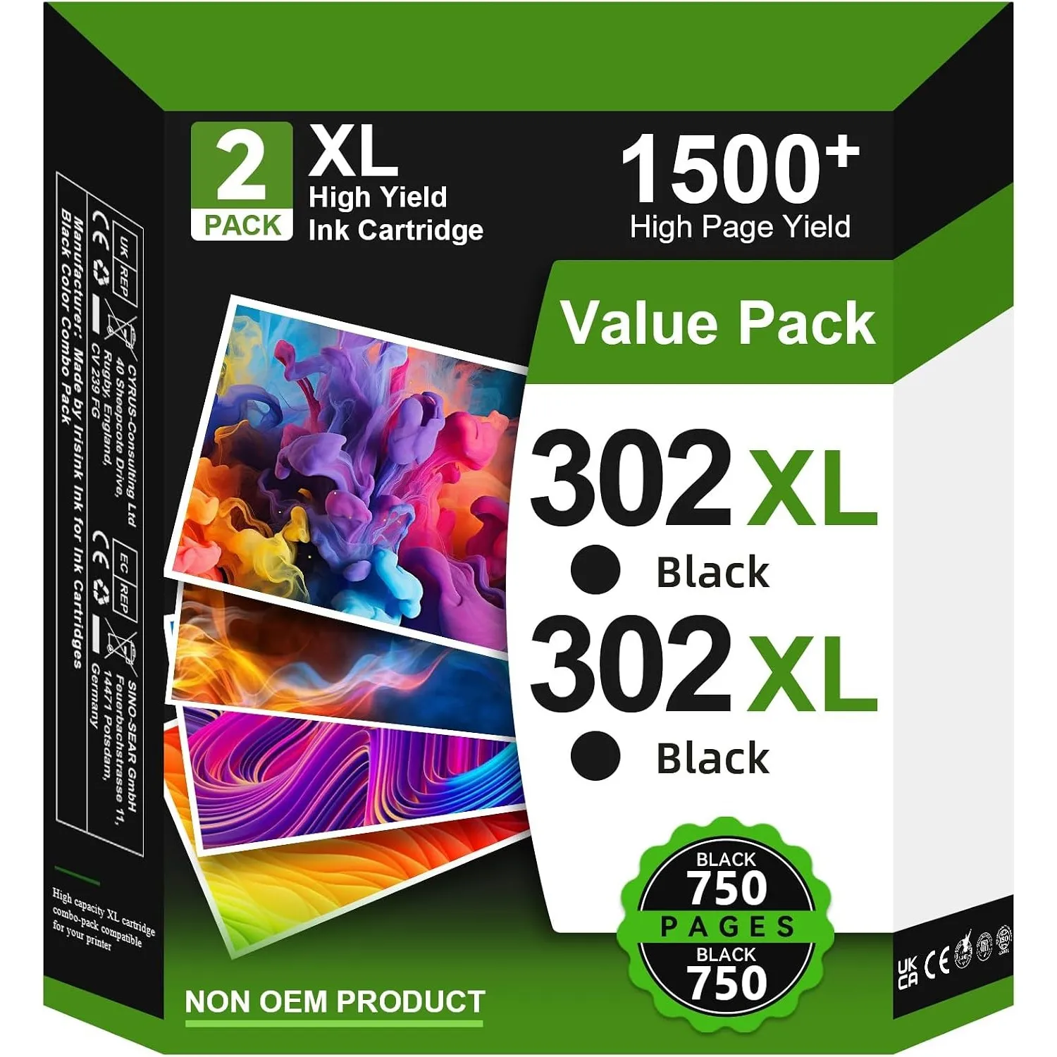 302 Druckerpatronen Schwarz, 302 XL Ersatz für HP 302 Druckerpatronen, 302 Schwarz für HP OfficeJet 5230 3831 5220 3833…