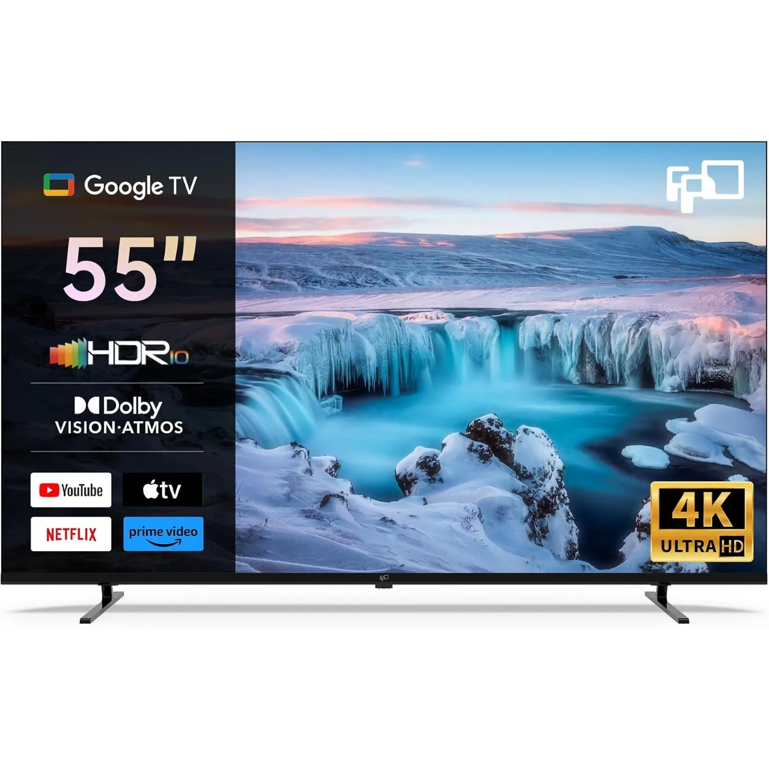 FPD Fernseher 55 Zoll Smart TV, 4K UHD mit Google TV & Google Cast, Dolby Vision und Atmos, HDR 10, MEMC für flüssige B…