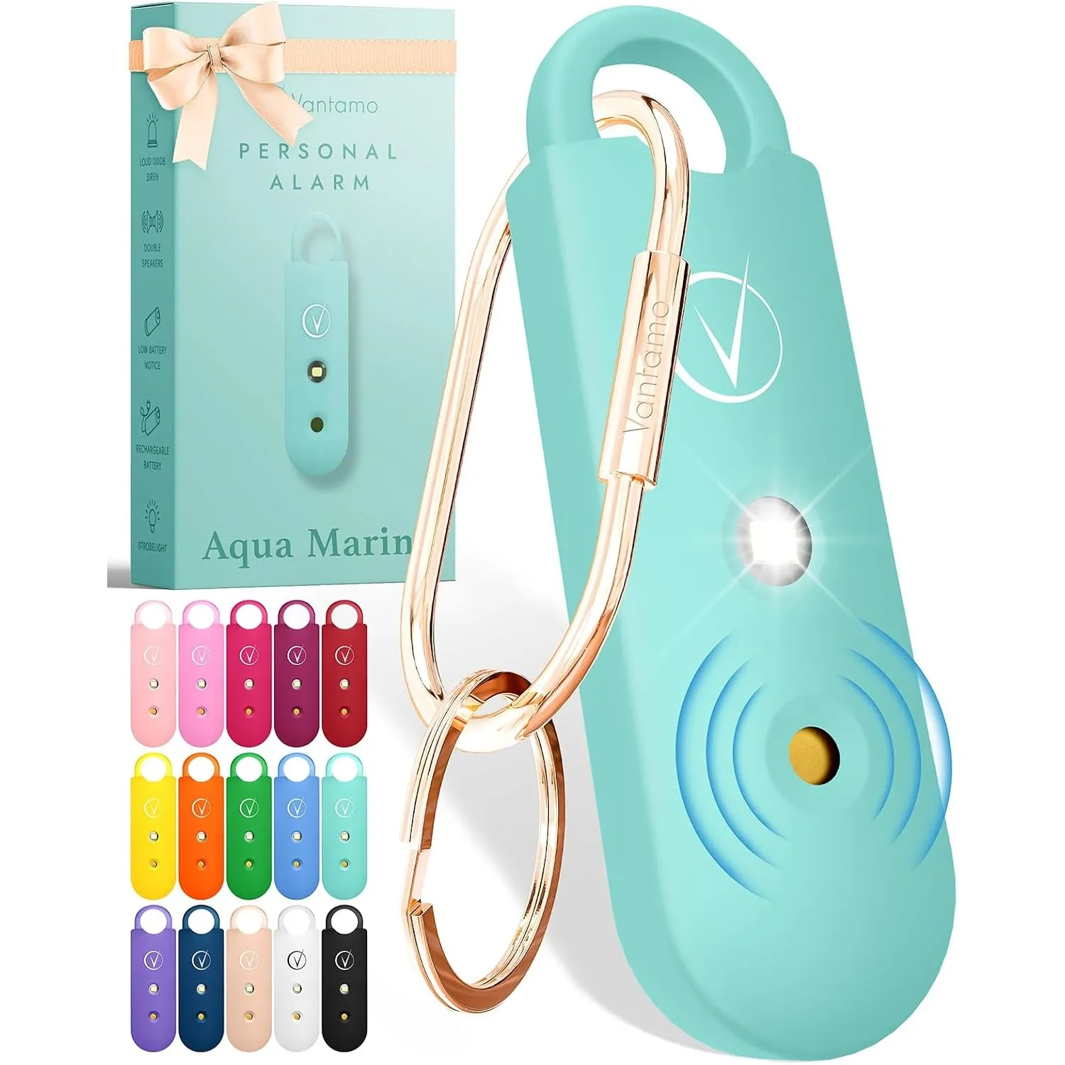 Vantamo Taschenalarm Extra Laut 130dB Mit 2 Lautsprechern Für Selbstverteidigung Frauen, Hell Taschenlampe & Batteriewa…