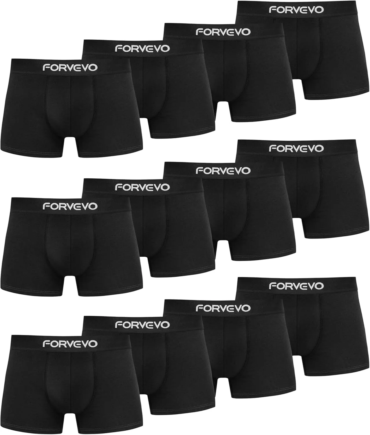 FORVEVO Pack of 12 Men's Cotton Boxer Shorts Underwear Retro Shorts Breathable (Size S - 4XL)