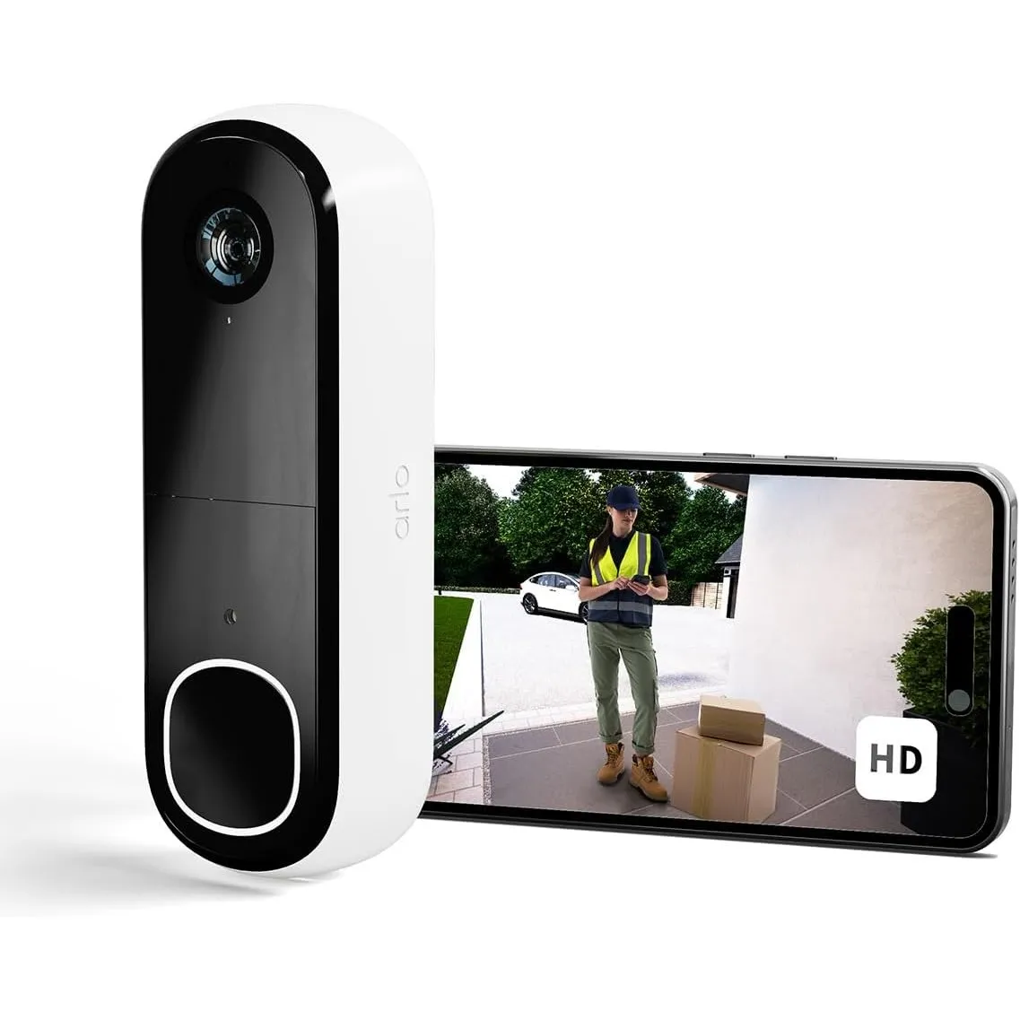 Arlo HD Video Türklingel mit Kamera, 1080p WLAN Doorbell, kabellos, Weiß