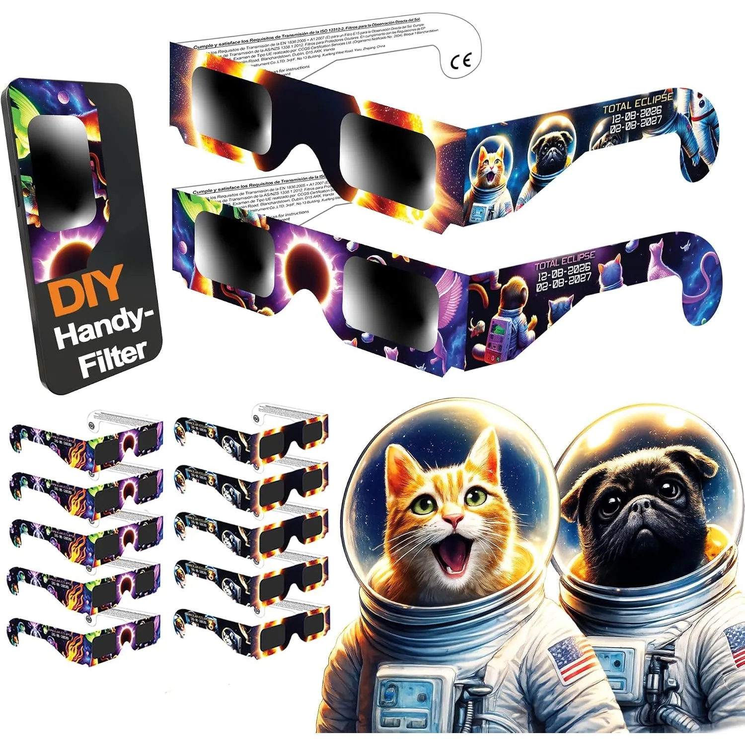 Galaxium 12er-Pack Sonnenfinsternis-Brillen für Kinder 2026, für Jungen & Mädchen, ISO 12312-2 zertifiziert, sicher für…