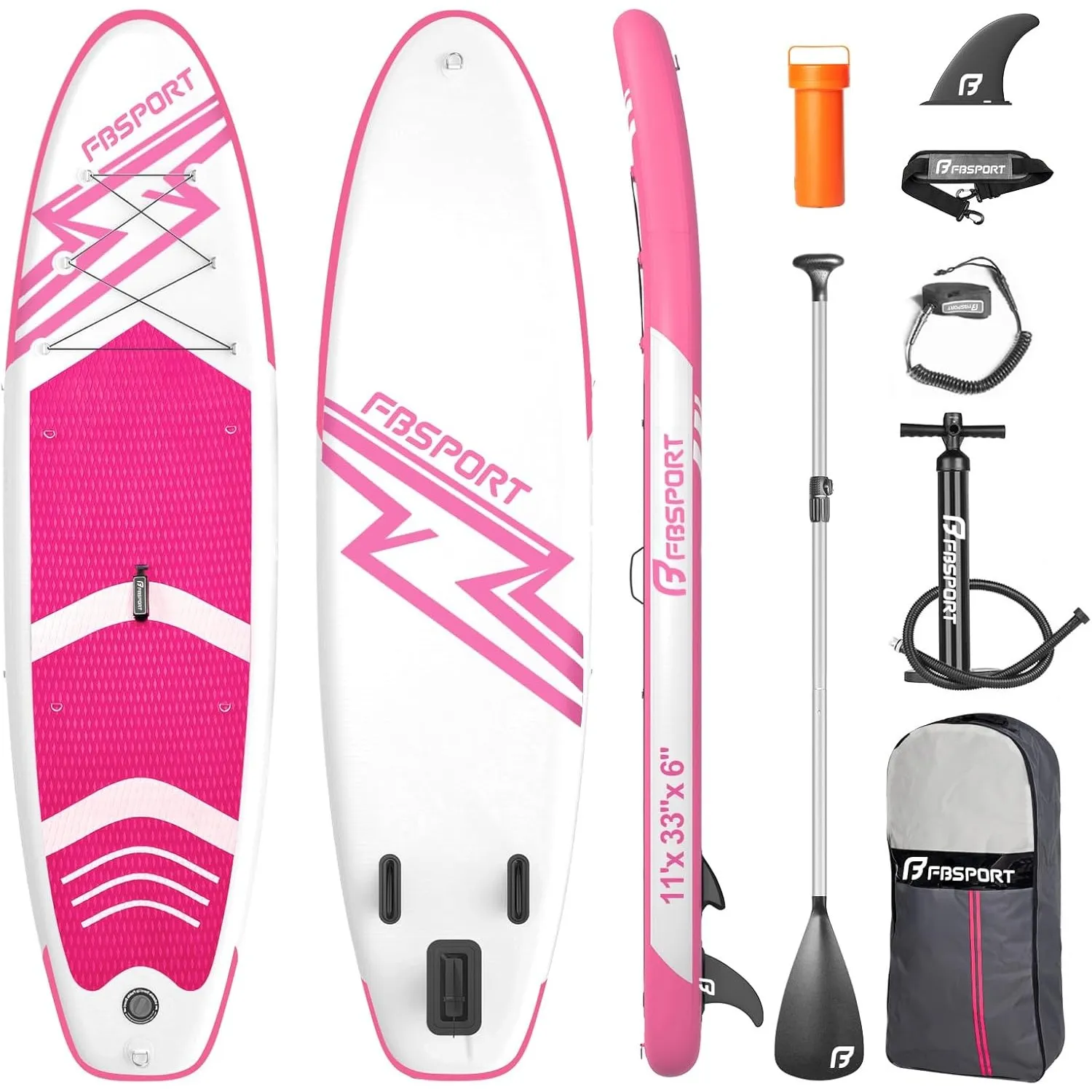 FBSPORT Aufblasbares SUP Board, Stand Up Paddling Board, Aufblasbare Stand Up Paddle Board für Stand-Up Paddling 15CM D…