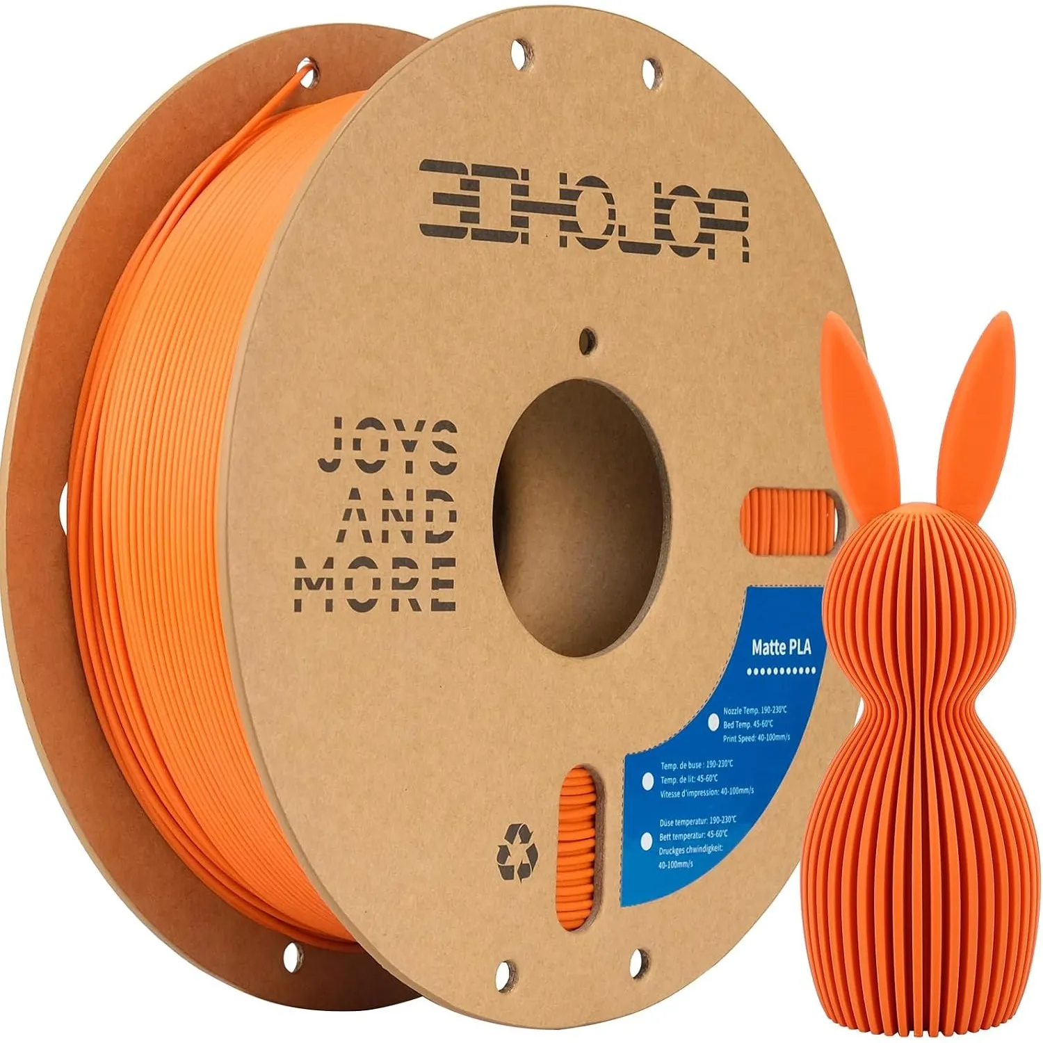 3DHoJor Matte PLA Filament Mandarine 1KG 3D Drucker Filament 1.75mm PLA