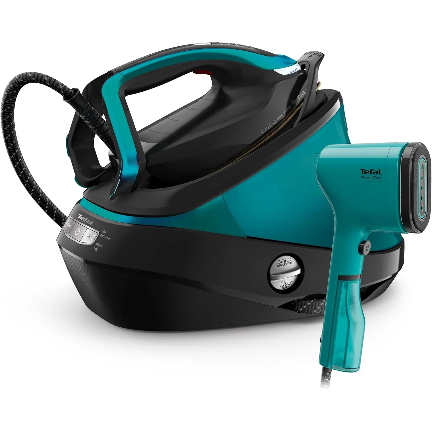 Tefal GV9822.DT2024 Pro Express Vision Dampfbügelstation + gratis Pure Pop Dampfbürste | Smart LED Vision | 0-180 g/Min…
