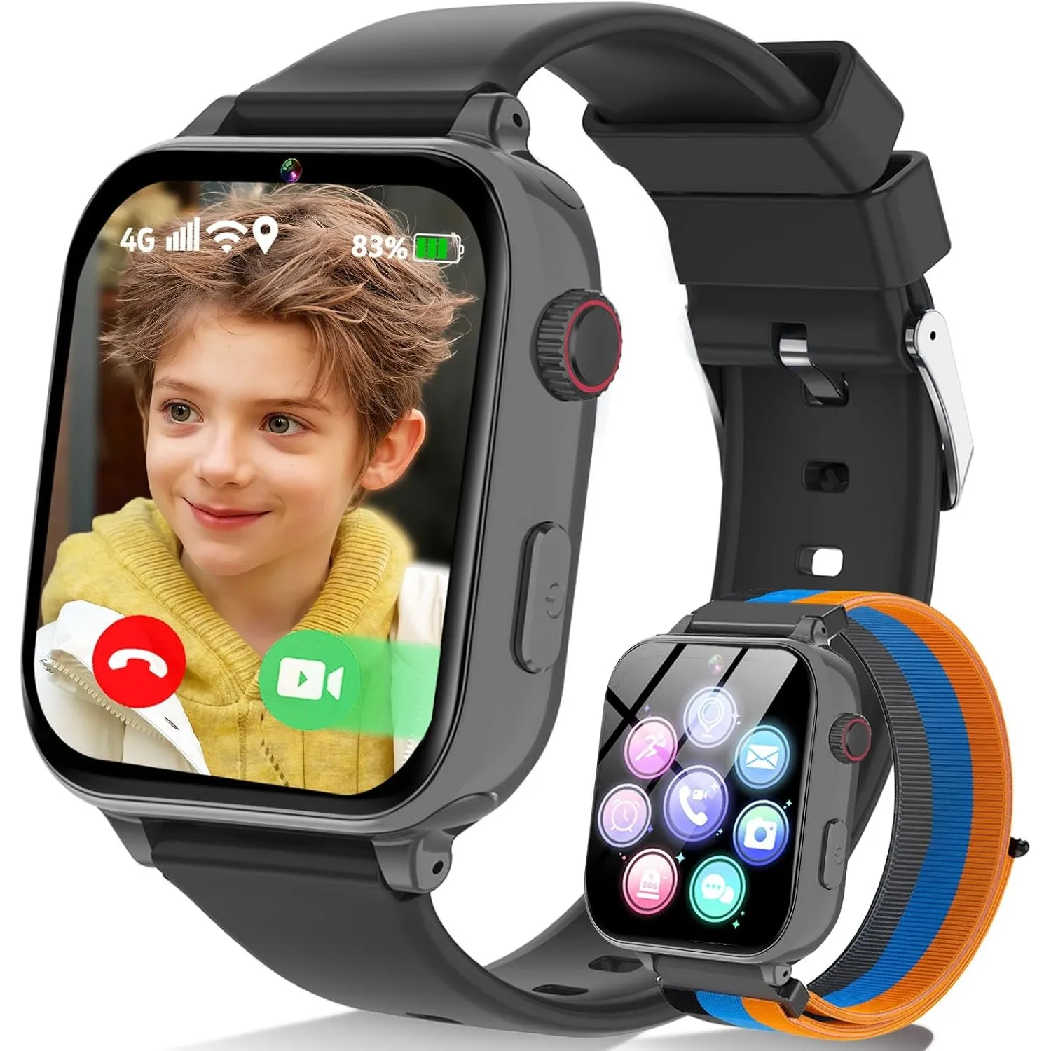 Kinder Smartwatch für Jungen Mädchen, kinderuhr Telefonuhr 4G mit GPS, Telefon, Videoanruf, Voice Chat, SOS, Schulmodus…