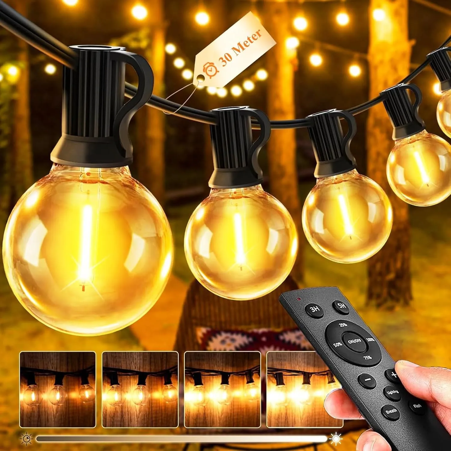 Lichterkette Outdoor Außen LED Strom - 30M Aussen Beleuchtung Lichterketten