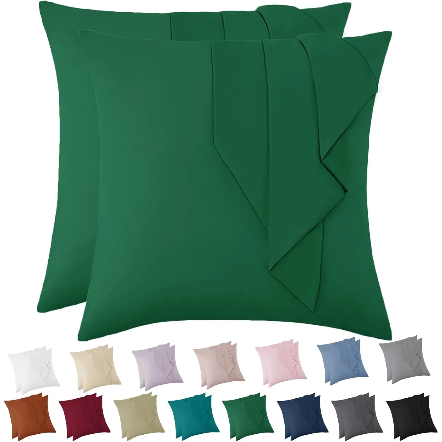Vielit Kissenbezug 80x80 Grün Weich Kopfkissenbezug 2er Set Mikrofaser Kissenbezüge Pillowcase Deko Kissenhülle Für Kis…