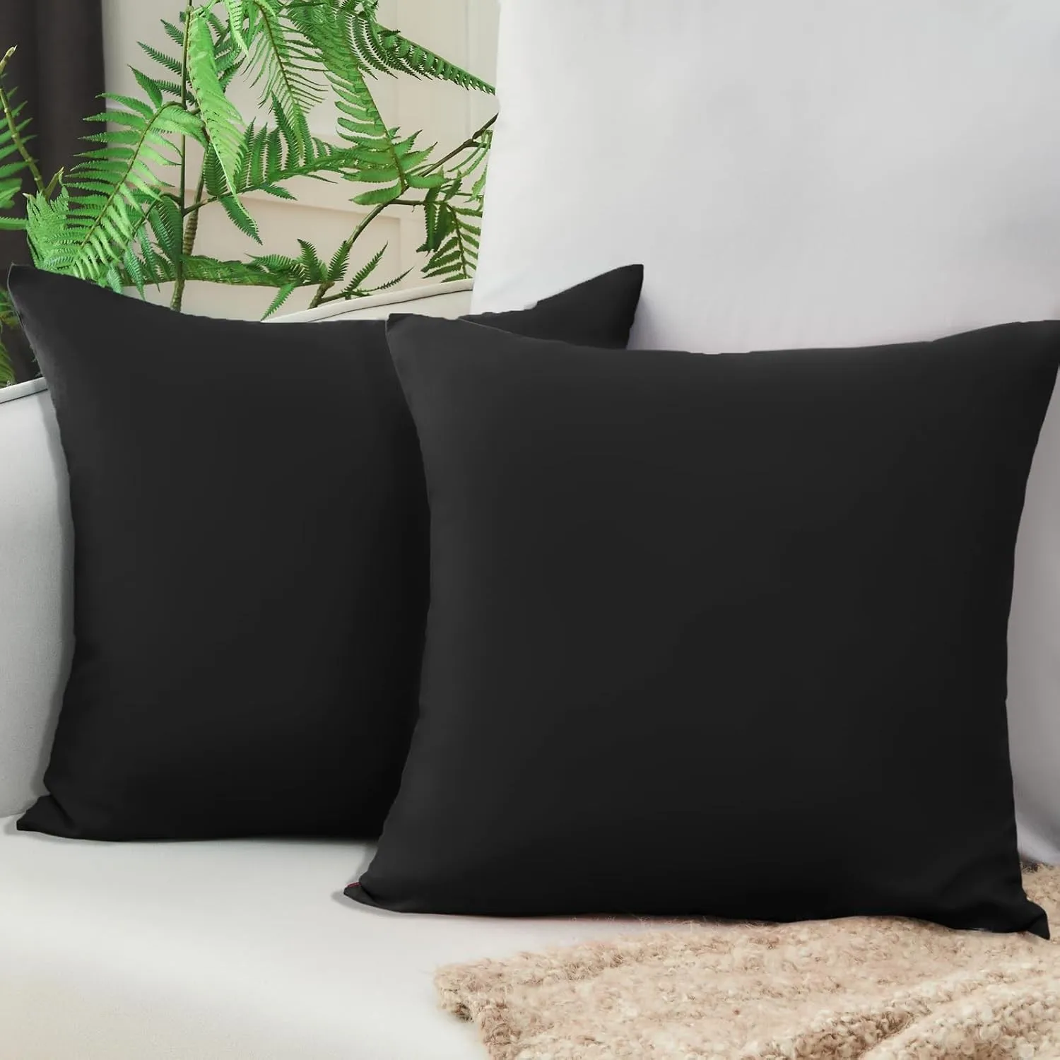 Vielit Kissenbezug 50x50 2er Set Kissenhülle Schwarz Öko-Zertifikat