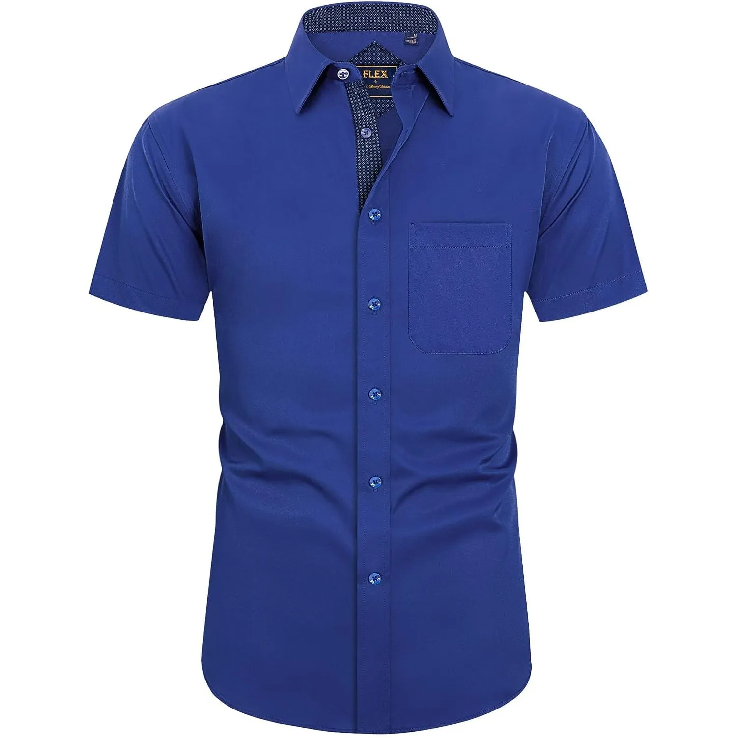 J.VER Herren Hemd Kurzarm Freizeithemd mit Tasche Regular fit Businesshemd Bügelleichte Oberteile Männer Modern