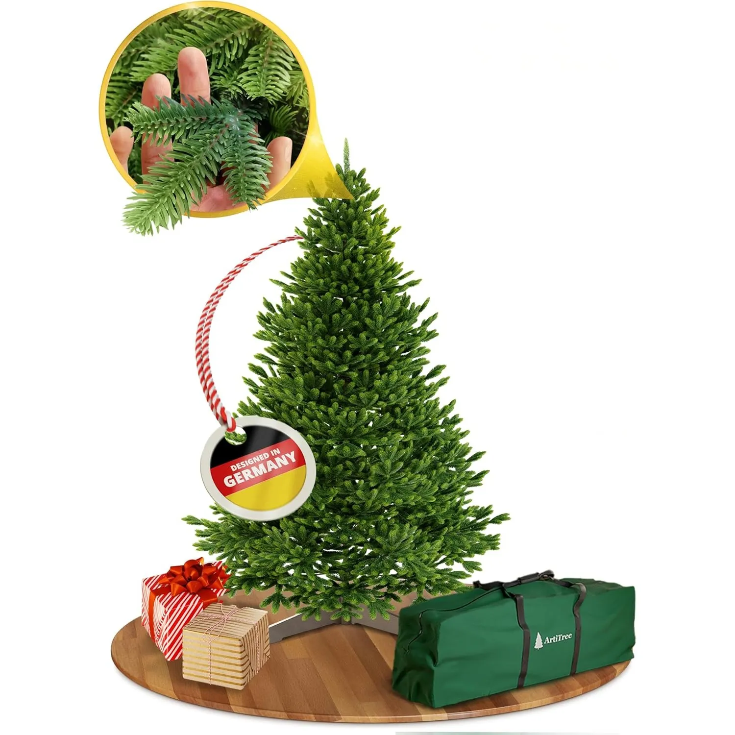 ArtiTree Künstlicher Weihnachtsbaum 120 cm – 100 % Spritzguss Nordfichte | Premium Tannenbaum naturgetreu inkl. FSC-Hol…