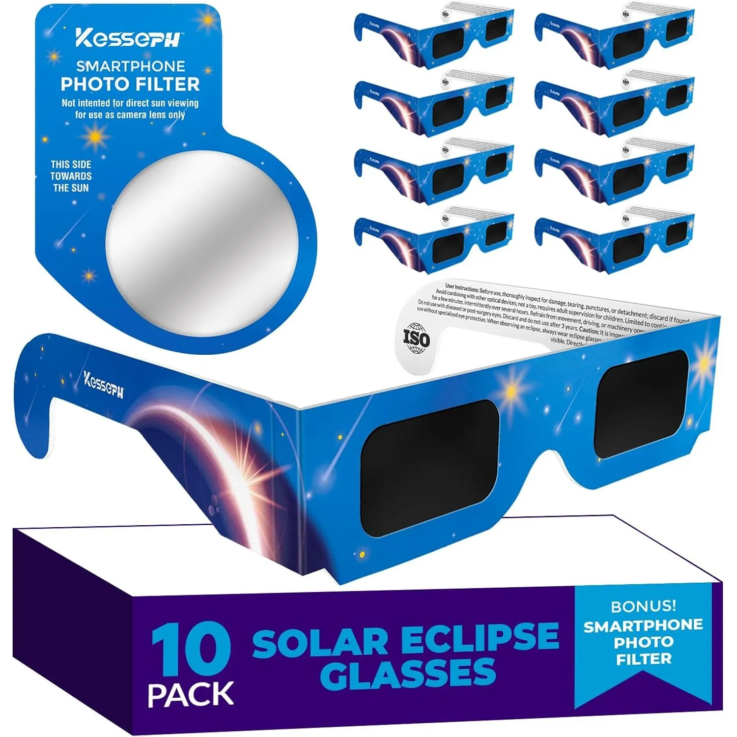 Sonnenfinsternis-Brillen 2026 (10er-Pack) – CE- & ISO-zertifizierte Schutzbrillen für die sichere Sonnenbeobachtung, in…
