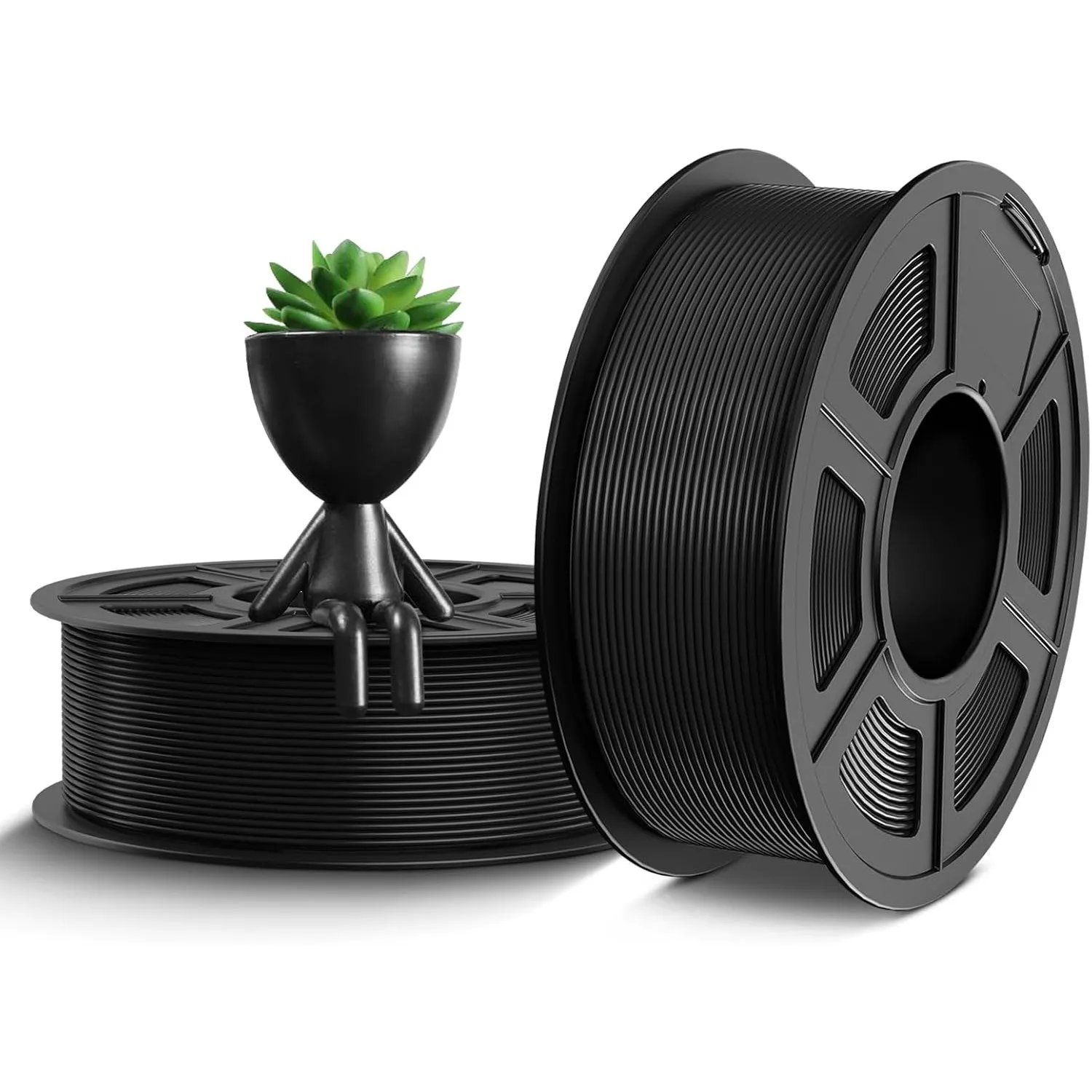 TECBEARS PETG Filament 1.75 mm Schwarz 2 kg, Stärker Zähigkeit PETG 3D Drucker Filament, 2 Spulen, 1kg pro Spule, Maßge…