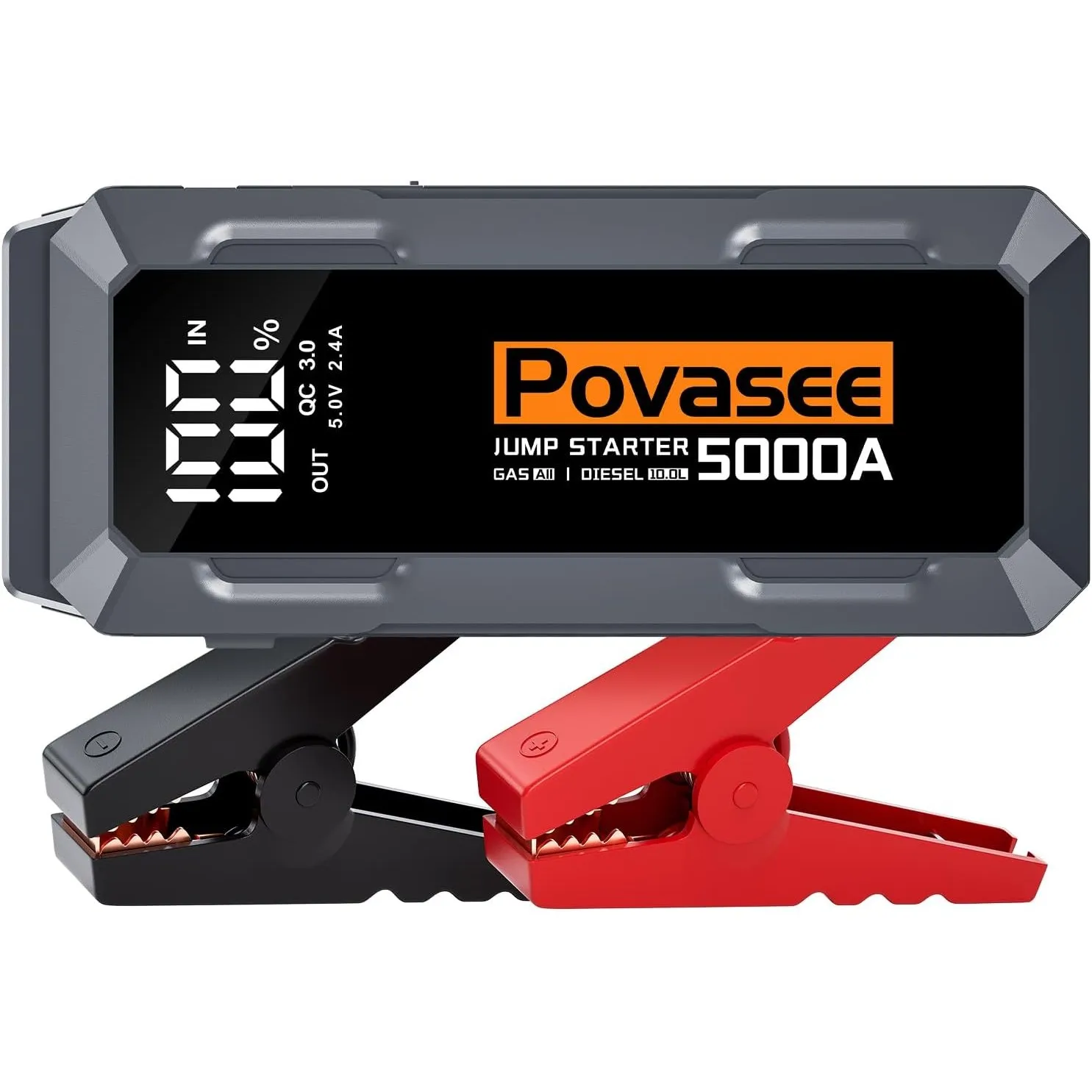 Povasee Starthilfe Powerbank, 5000A Starthilfe Auto (bis zu Alle Benzin/10L Diesel) mit 3 Zoll LCD-Display, Booster mit…