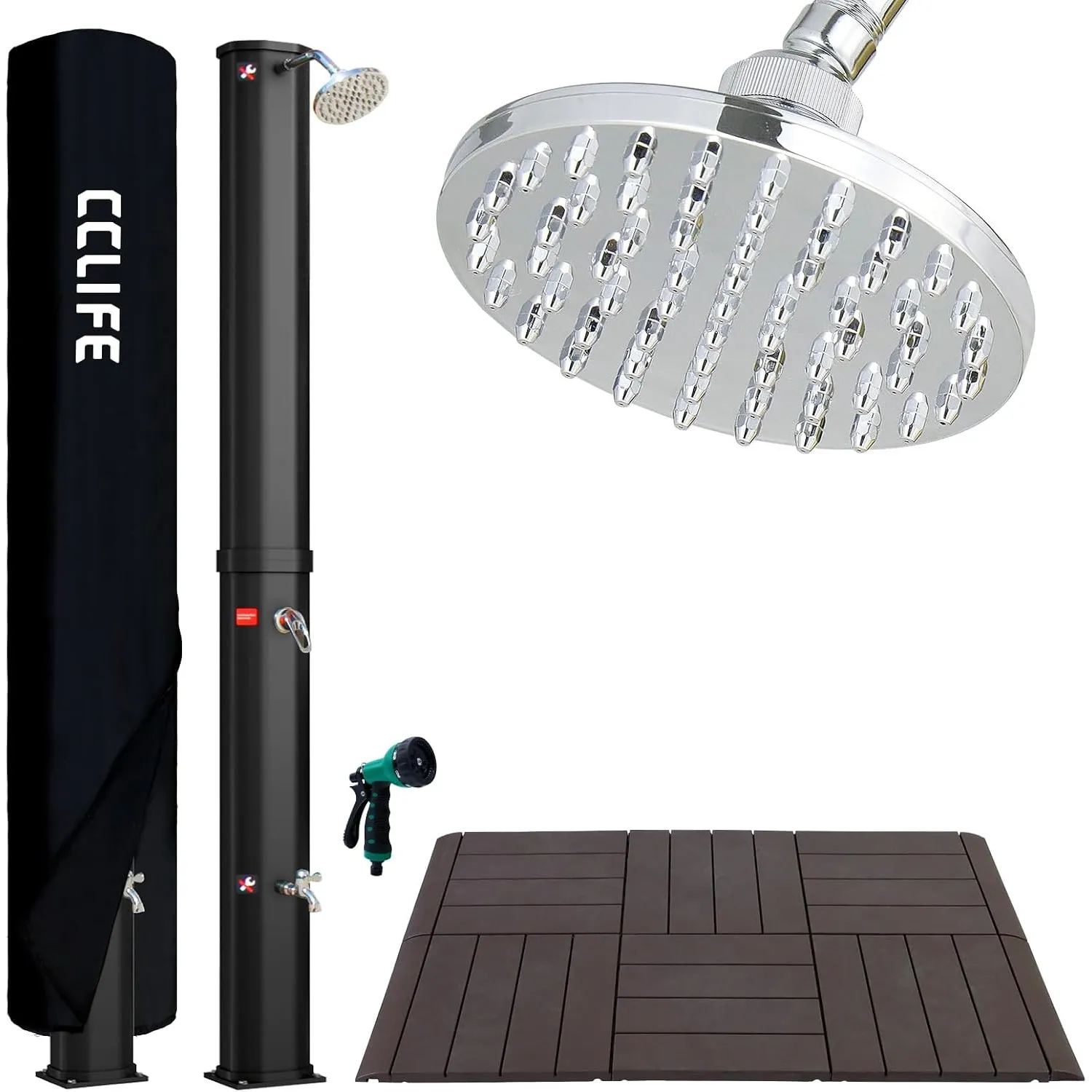 CCLIFE Solardusche 60L mit Kunststoffboden und Handbrause Solar Gartendusche Pooldusche Regendusche Außendusche Garten …