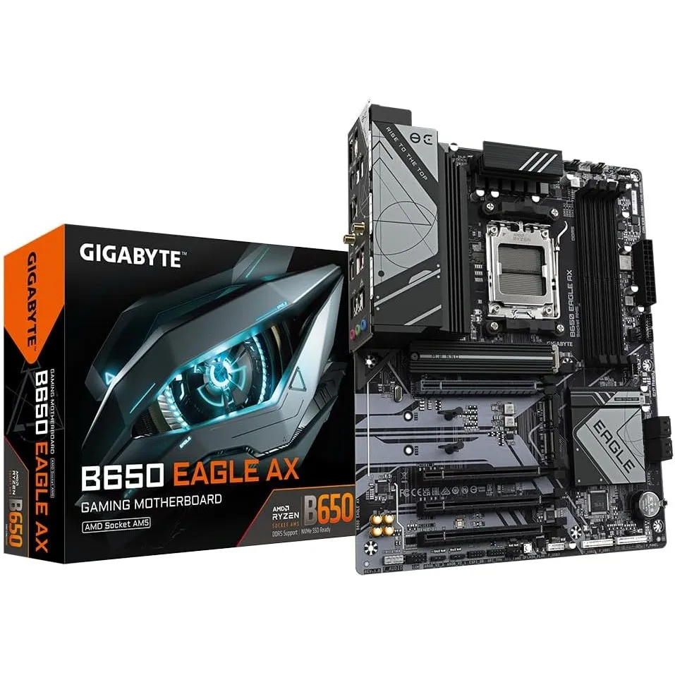 GIGABYTE B650 Eagle AX Mainboard - AMD Ryzen 9000er-Serie, 12+2+2 Phasen VRM, bis zu 7600 MHz DDR5 (OC), 1xPCIe 5.0 + 2…