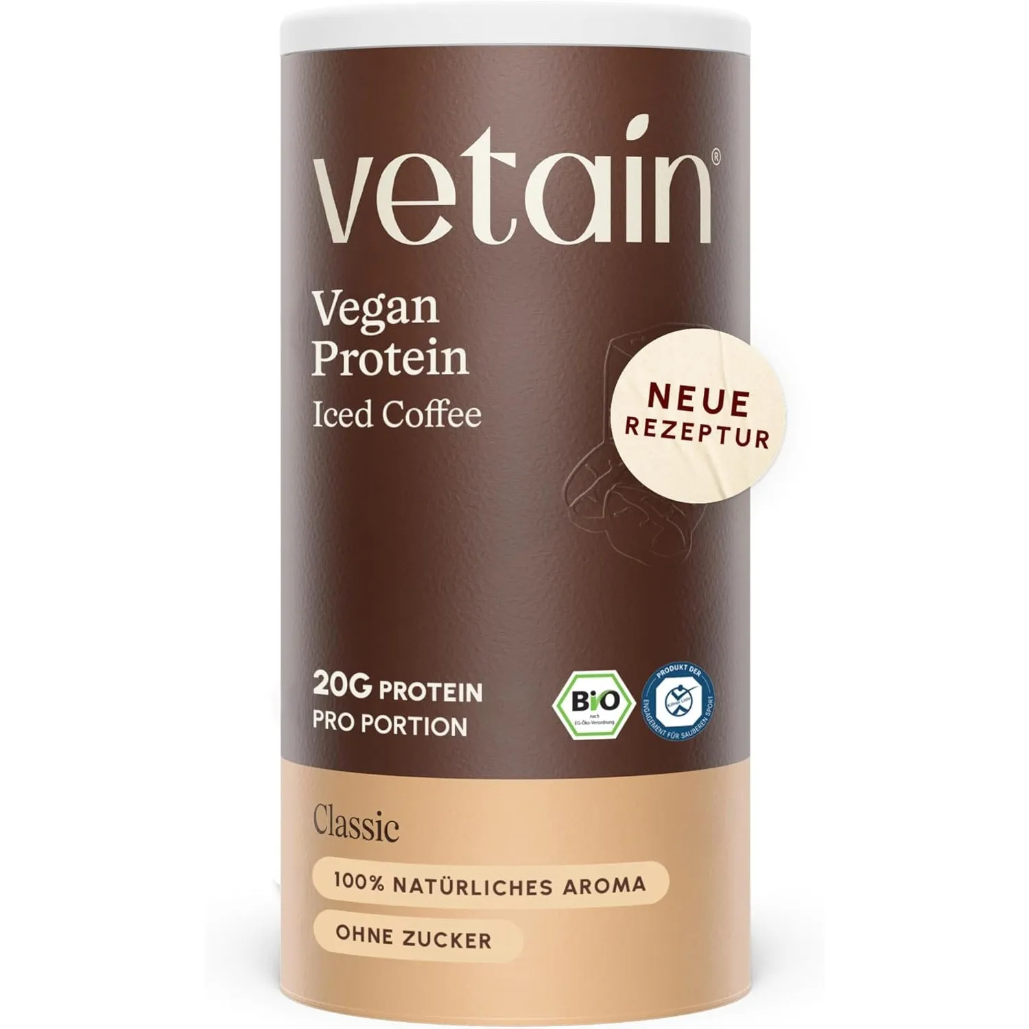 VETAIN Veganes Proteinpulver Iced Coffee - 20g Eiweiß & 75mg Koffein