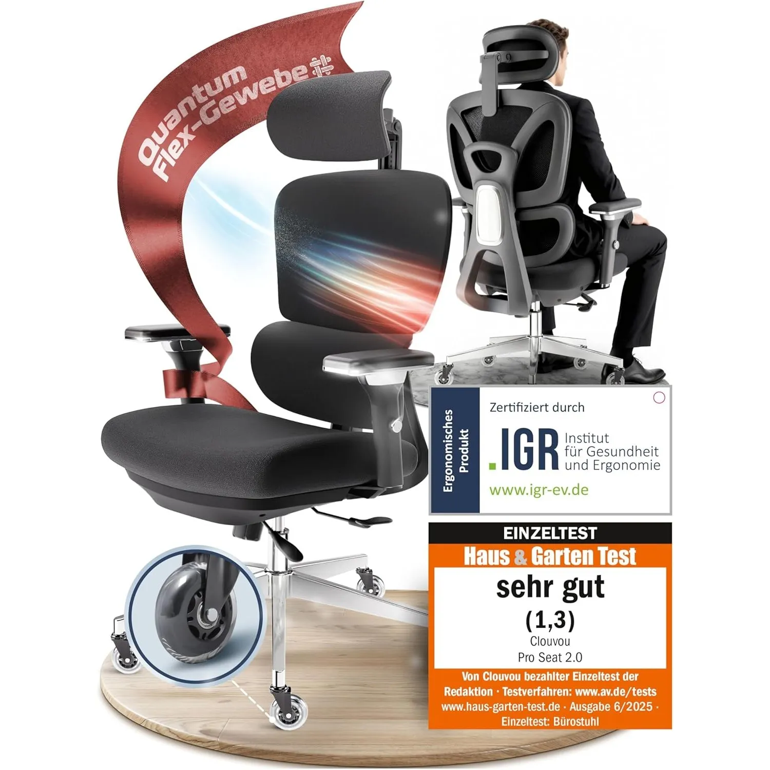CLOUVOU ProSeat Bürostuhl Ergonomisch Homeoffice