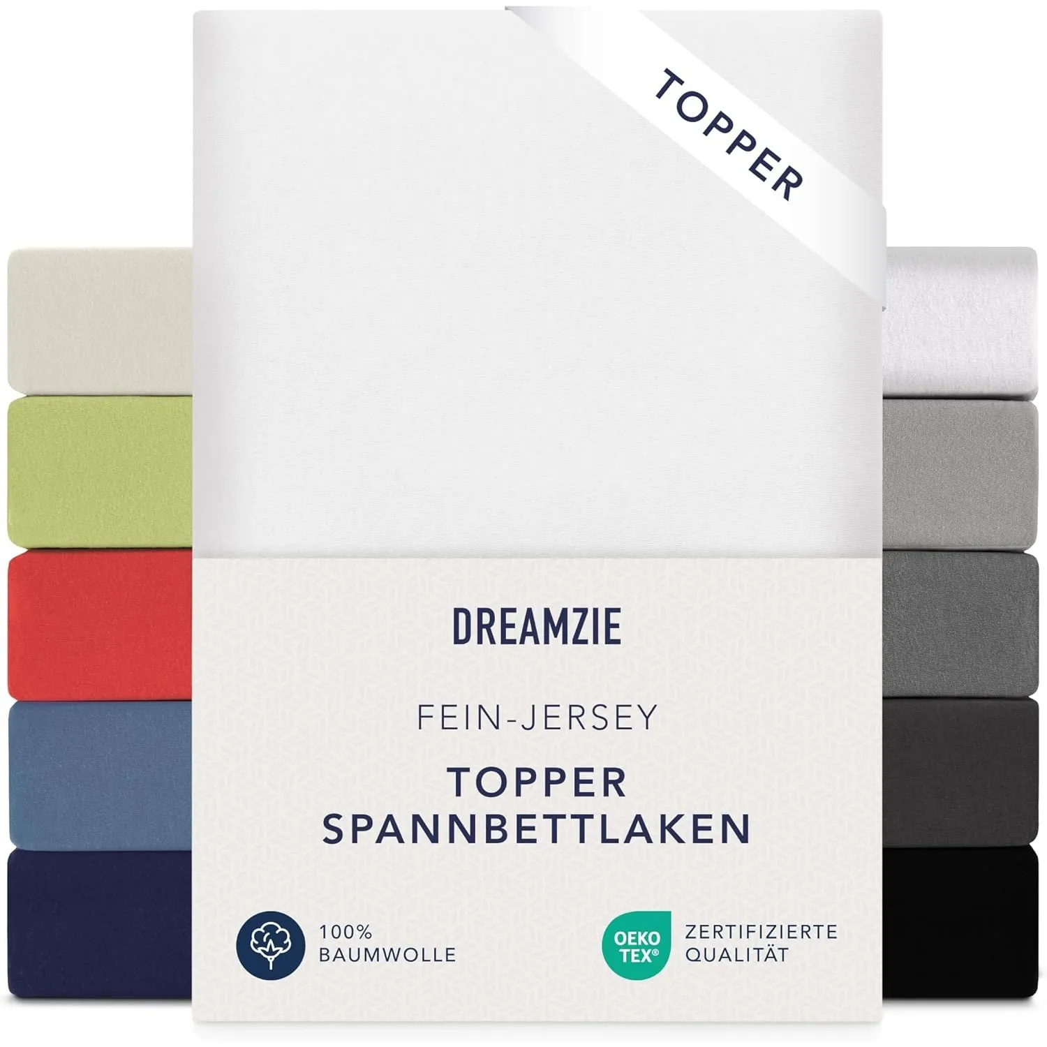 Dreamzie Premium Topper Spannbettlaken 180x200 cm - 200x200 cm - extra niedriger Seitenhöhe - für Topper - Topperauflag…