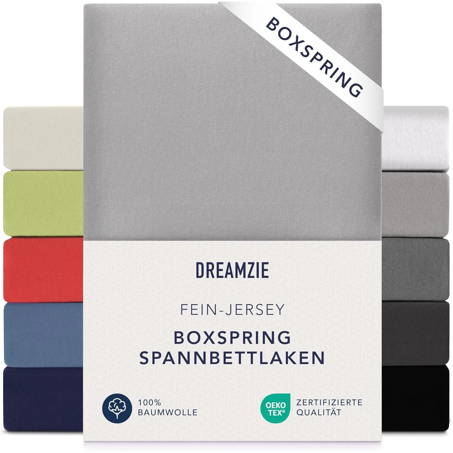 Dreamzie Premium Spannbettlaken 180x200 cm - 200x200 cm - 37cm Seitenhöhe - auch für Boxspringbett & Wasserbett - Bettl…