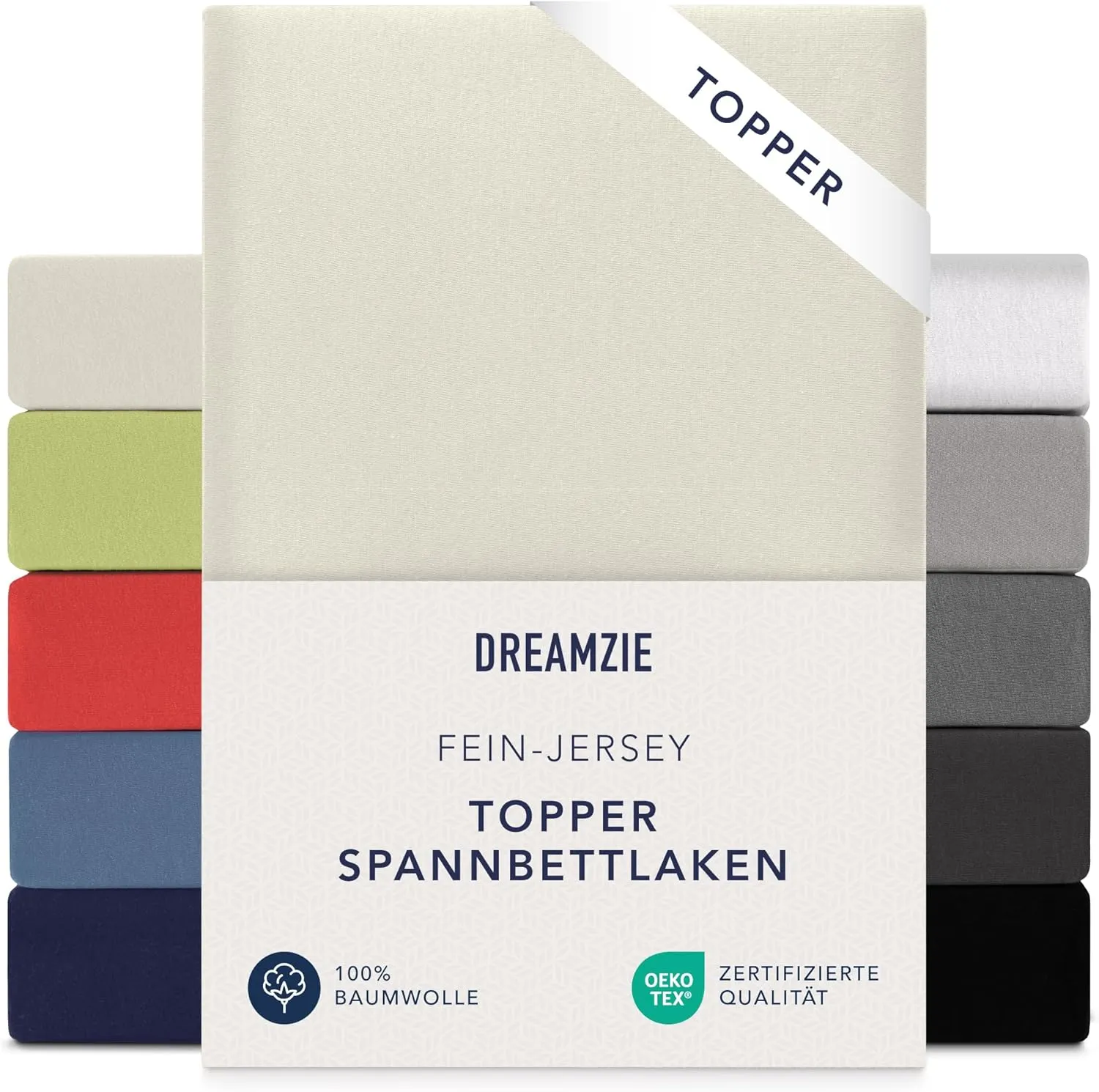 Dreamzie Premium Topper Spannbettlaken 90x200 cm - 100x200 cm - extra niedriger Seitenhöhe - für Topper - Topperauflage…