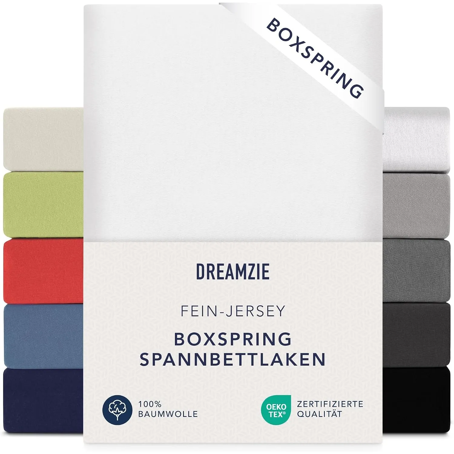 Dreamzie Premium Spannbettlaken 180x200 cm - 200x200 cm - 37cm Seitenhöhe - auch für Boxspringbett & Wasserbett - Bettl…